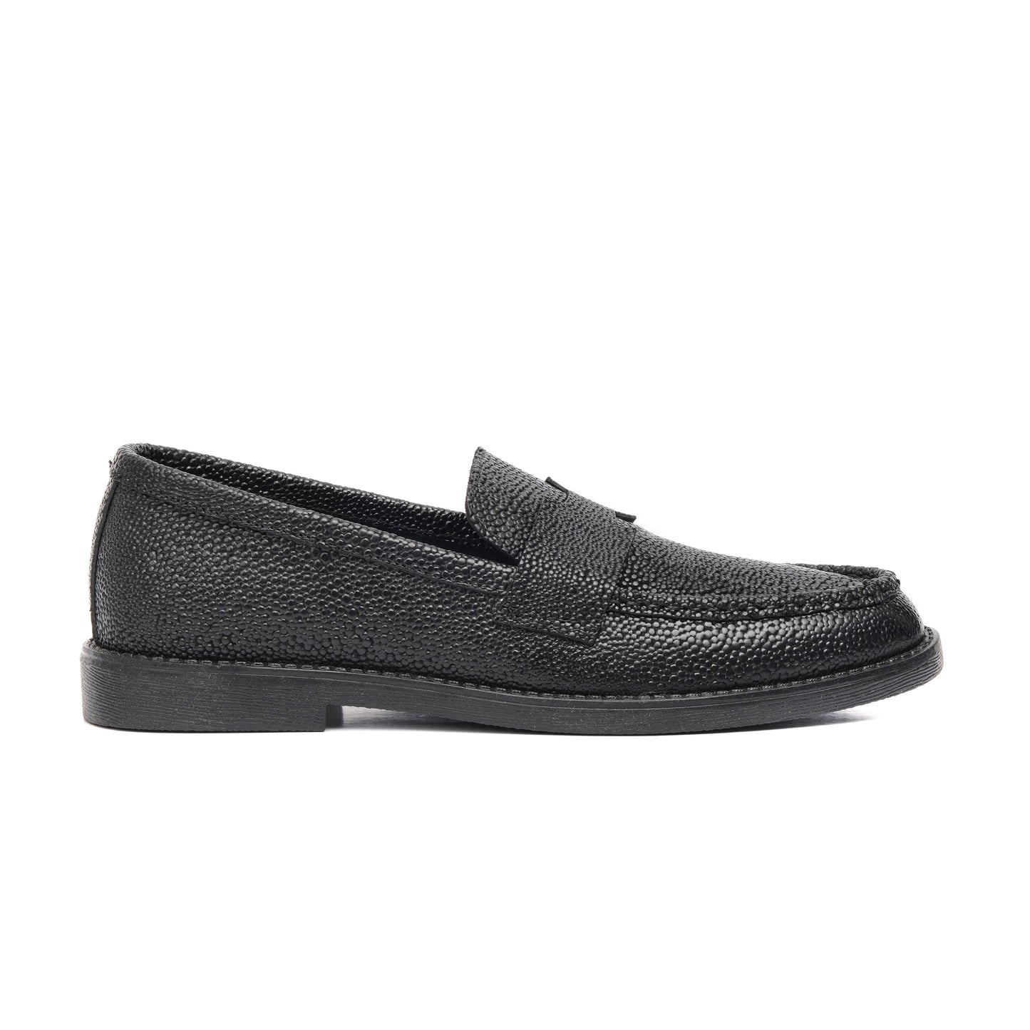 CS-19 Black Leather Major Loafer | Royal Texture Elegance