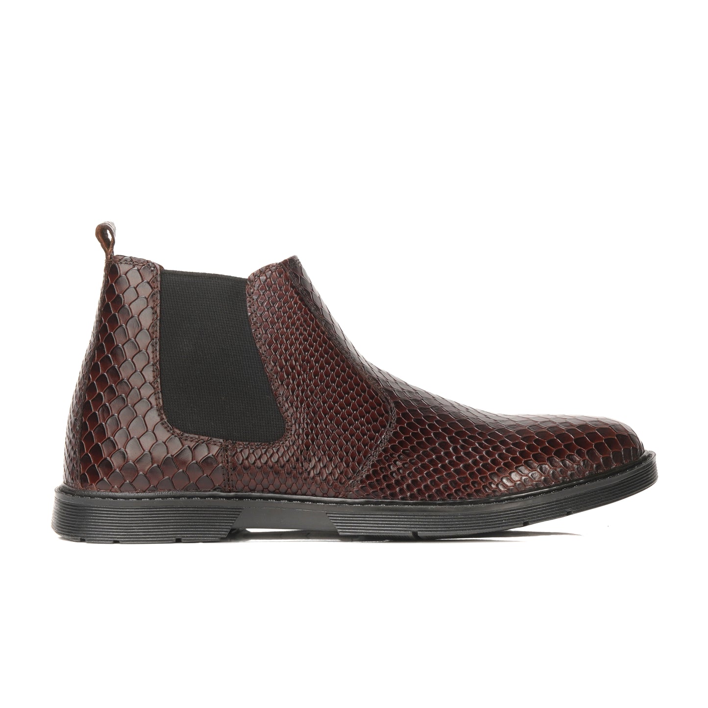 CS-20 Maroon Snake Print Cow Leather Chelsea Boots