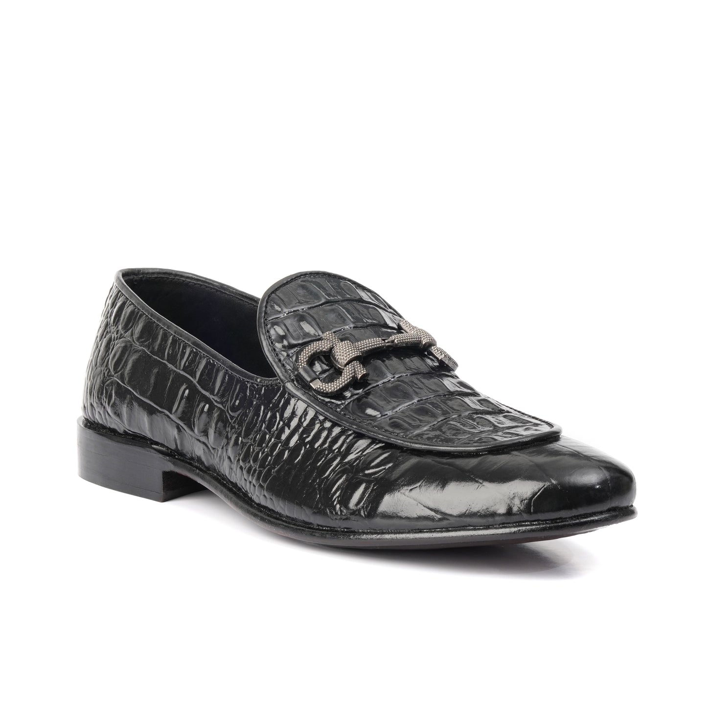 CS-16 Black Alligator Cow Leather Loafers