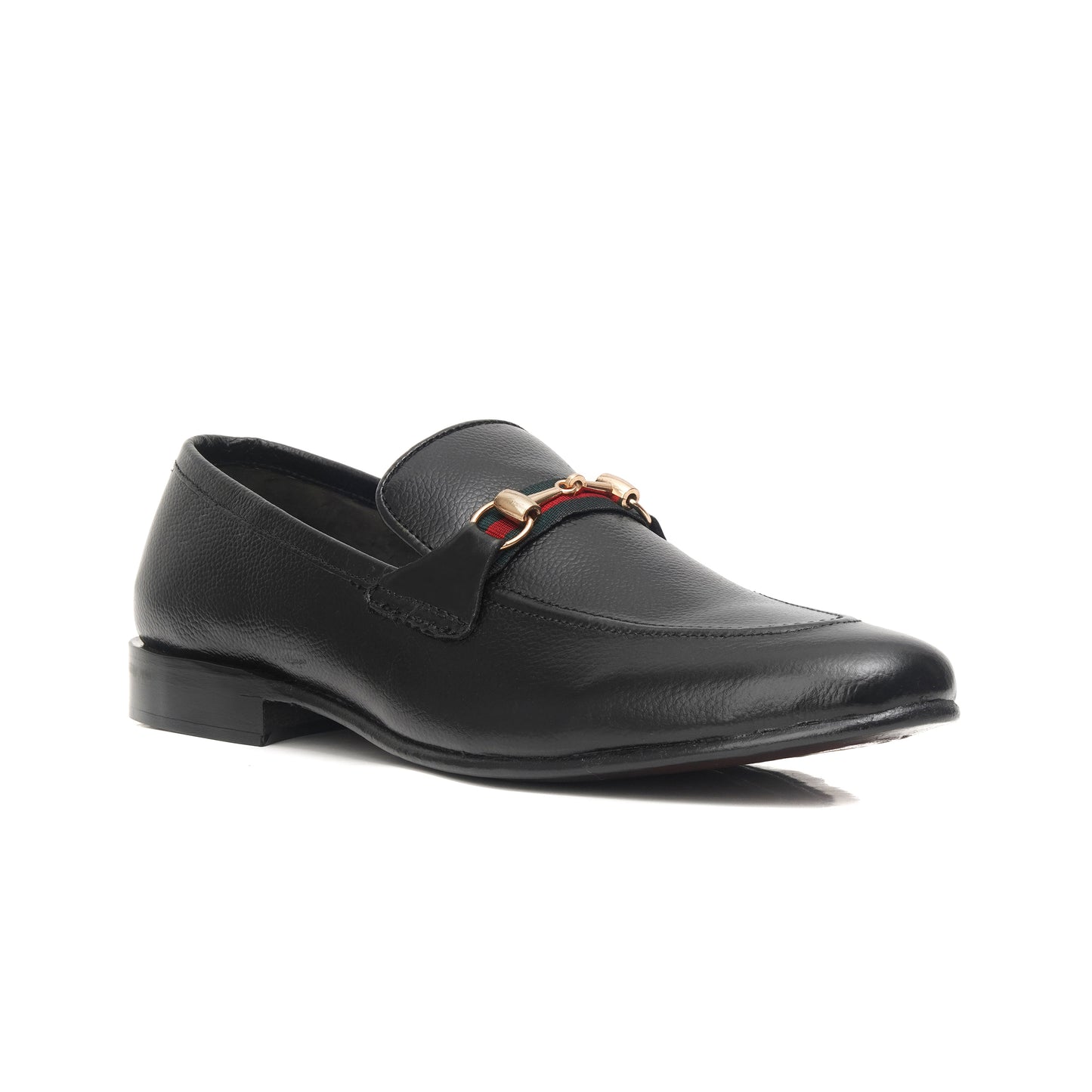 CS-06 Black Gucci Strap Leather Loafers