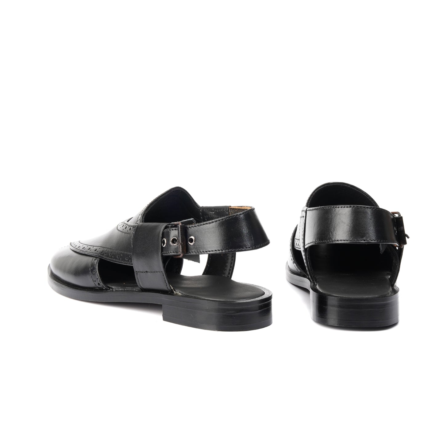 CS-14 Black Cow Leather Peshawari Chappal
