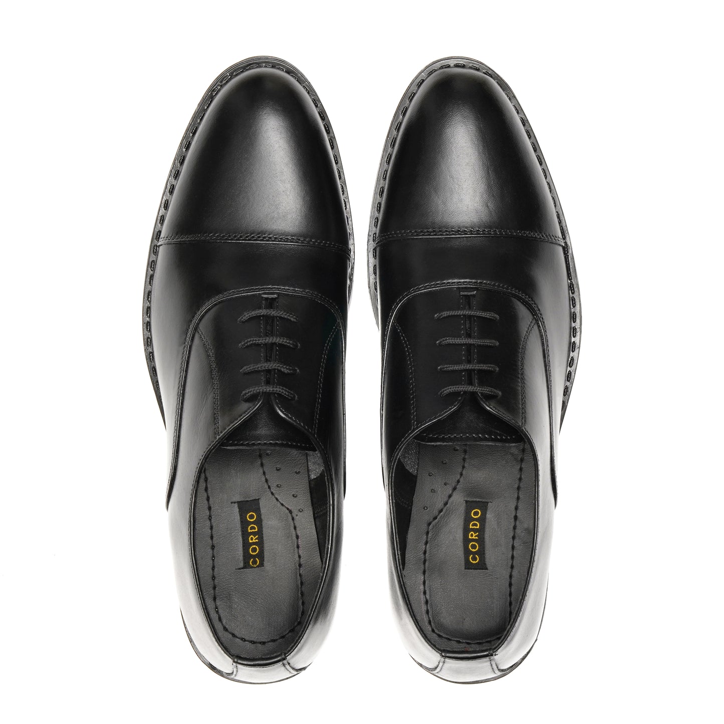 CS-05 Black Cow Leather Oxford Laces Shoes