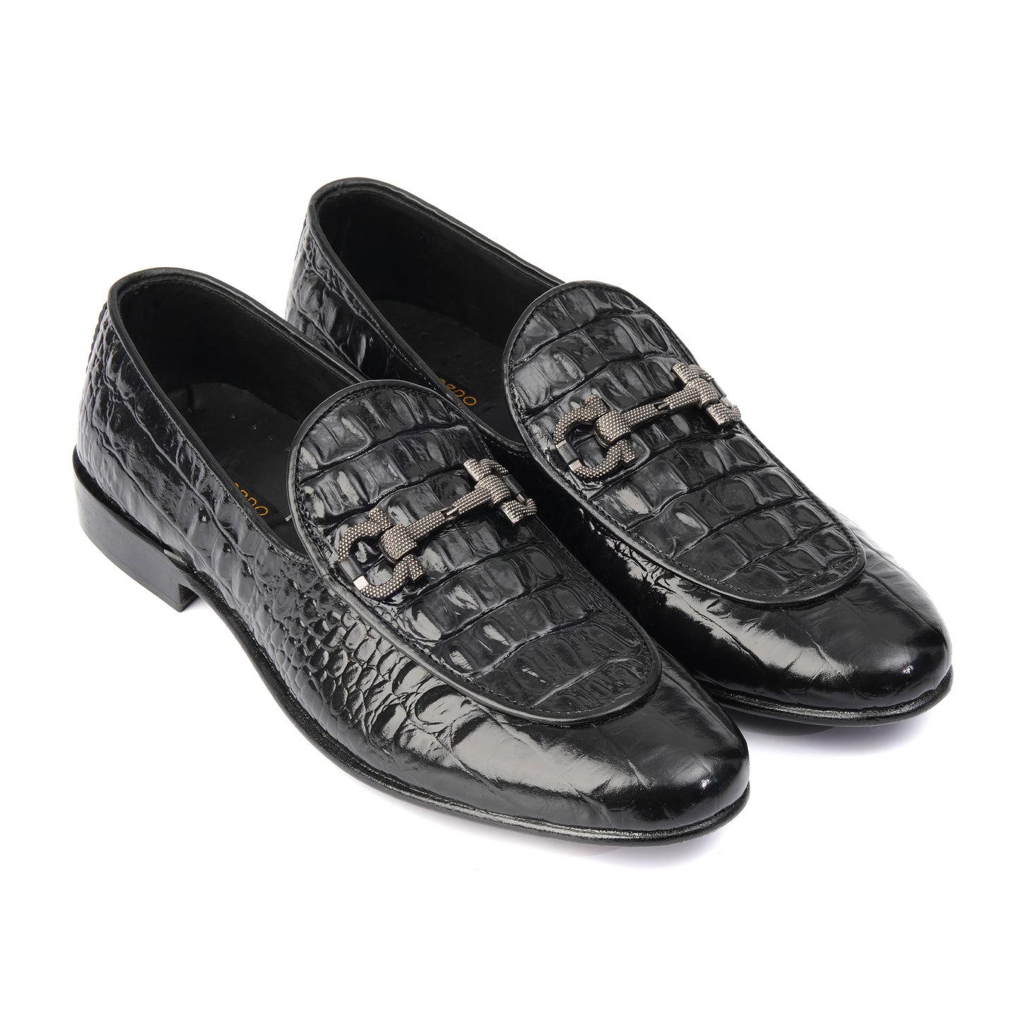 CS-16 Black Alligator Cow Leather Loafers
