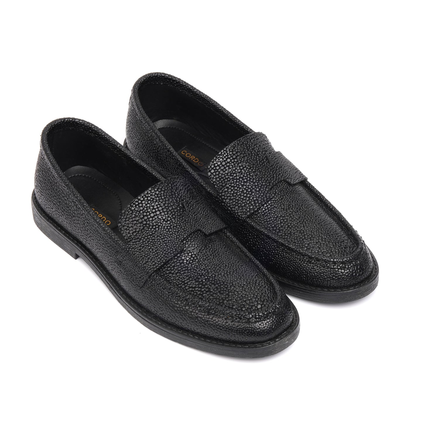 CS-19 Black Leather Major Loafer | Royal Texture Elegance
