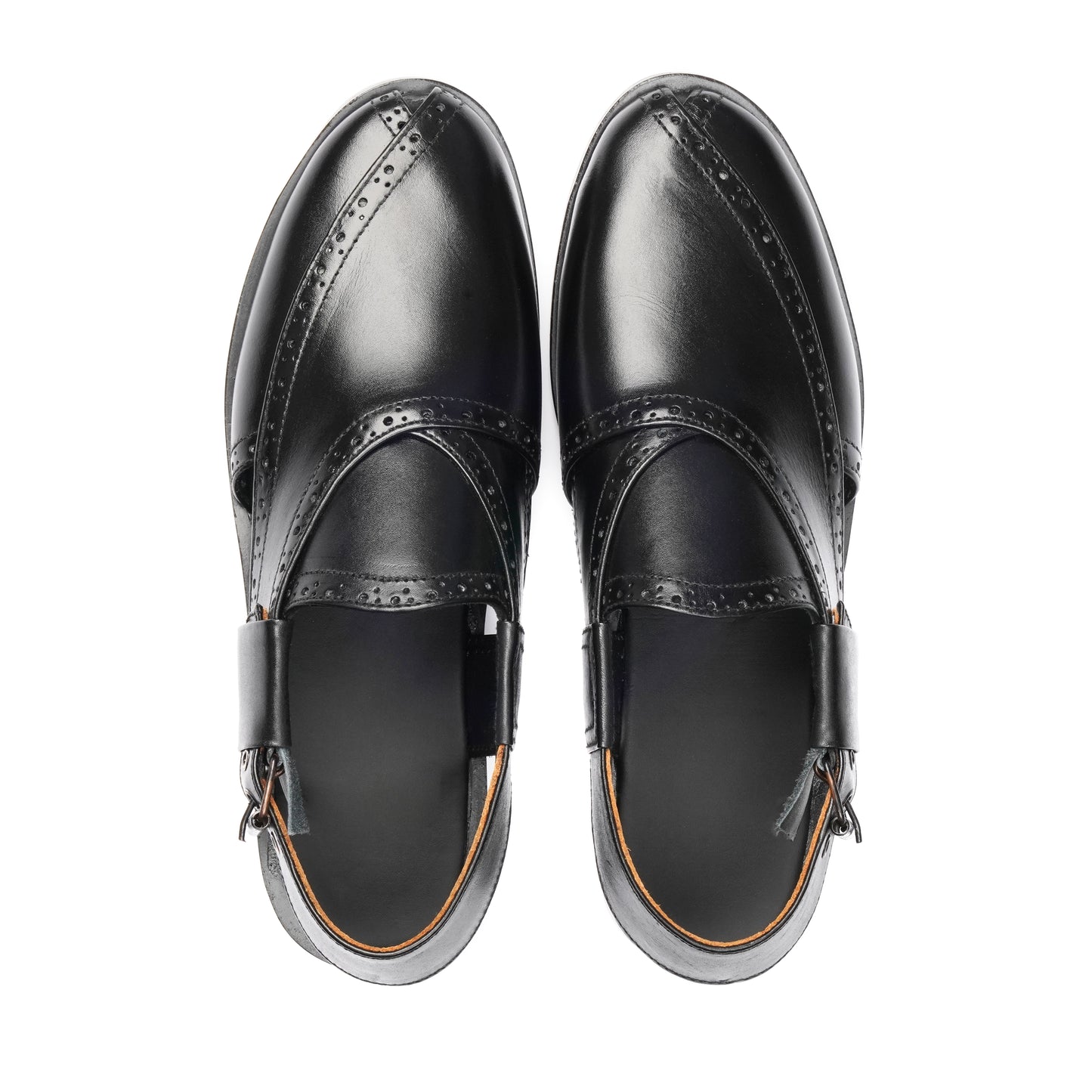 CS-14 Black Cow Leather Peshawari Chappal