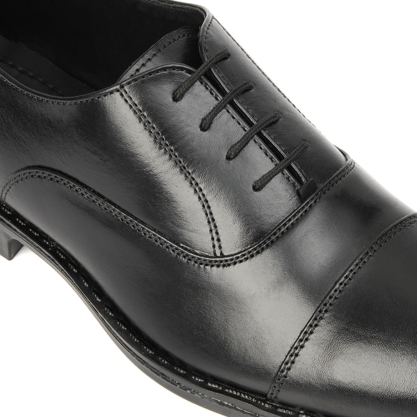 CS-05 Black Cow Leather Oxford Laces Shoes