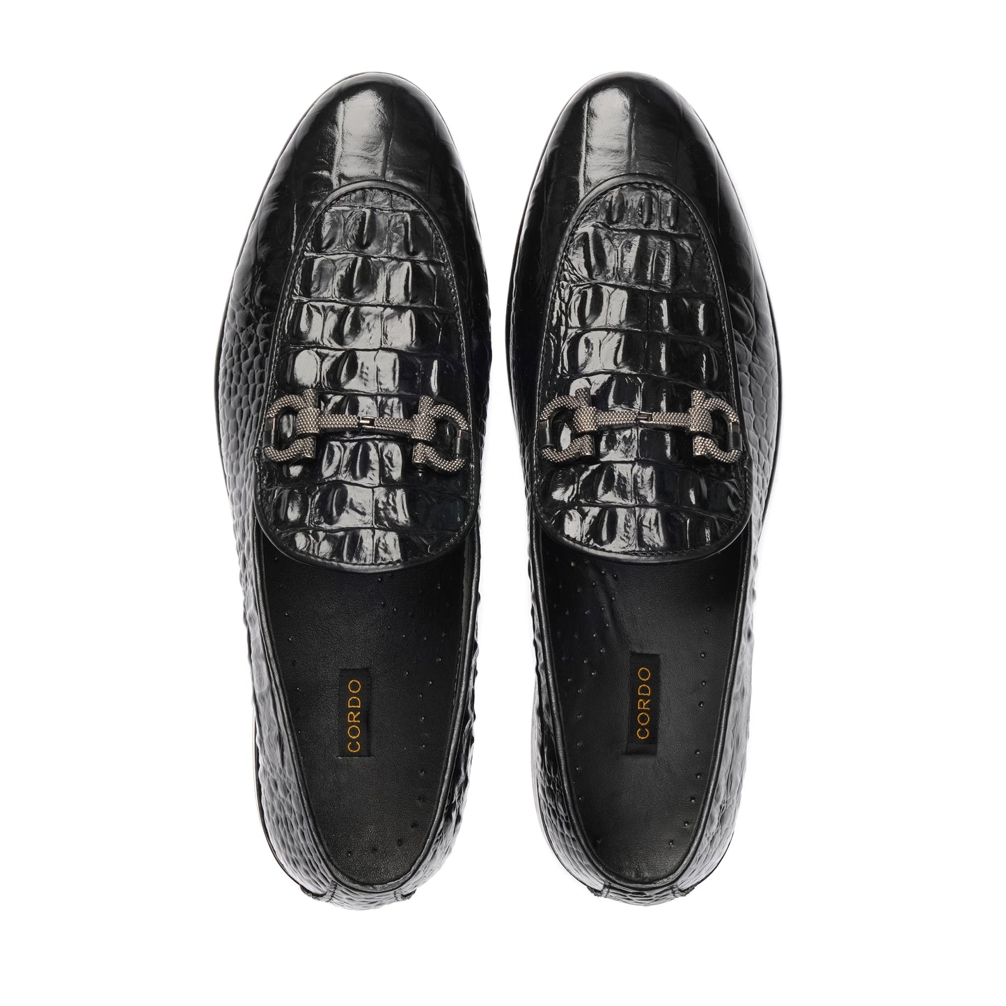 CS-16 Black Alligator Cow Leather Loafers