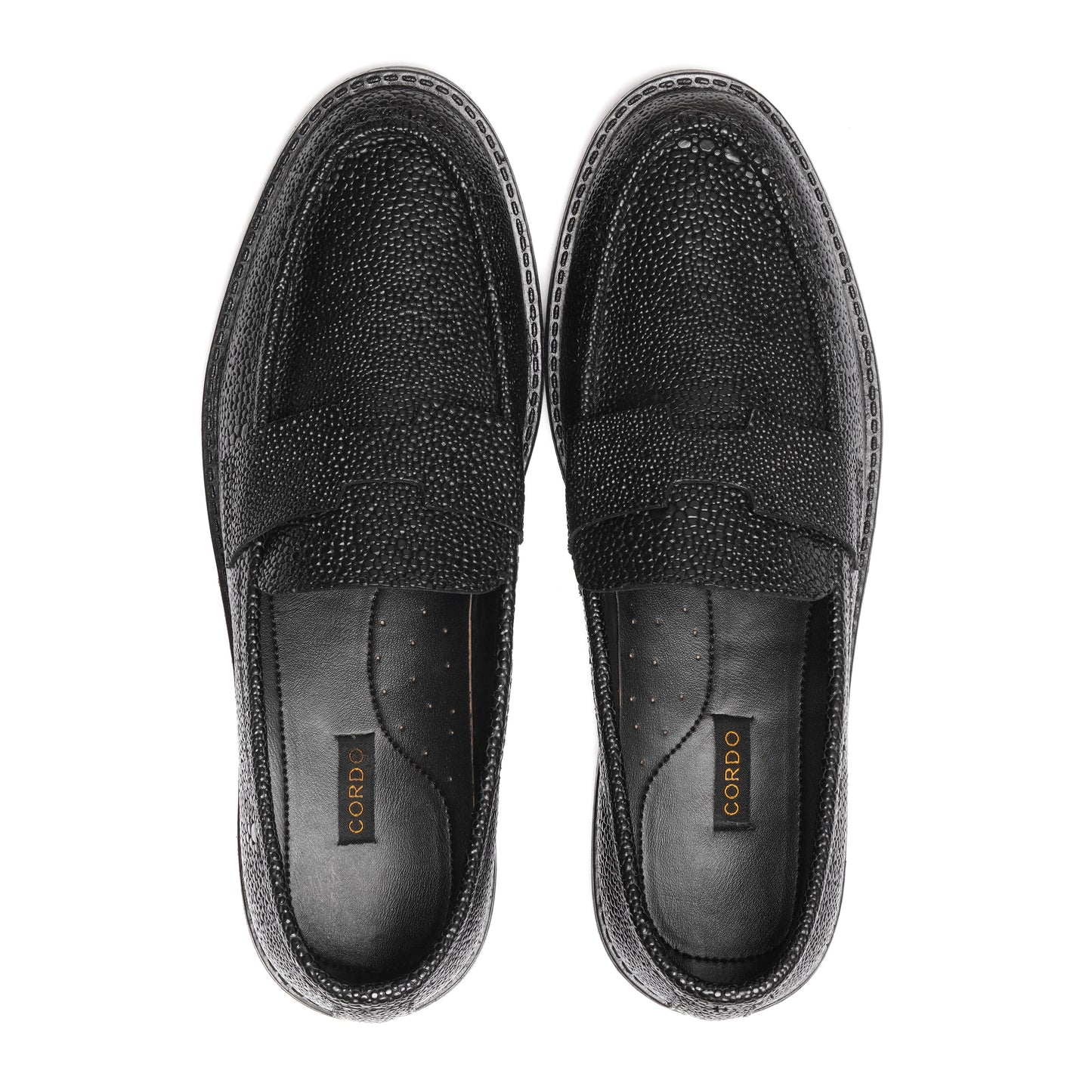 CS-19 Black Leather Major Loafer | Royal Texture Elegance