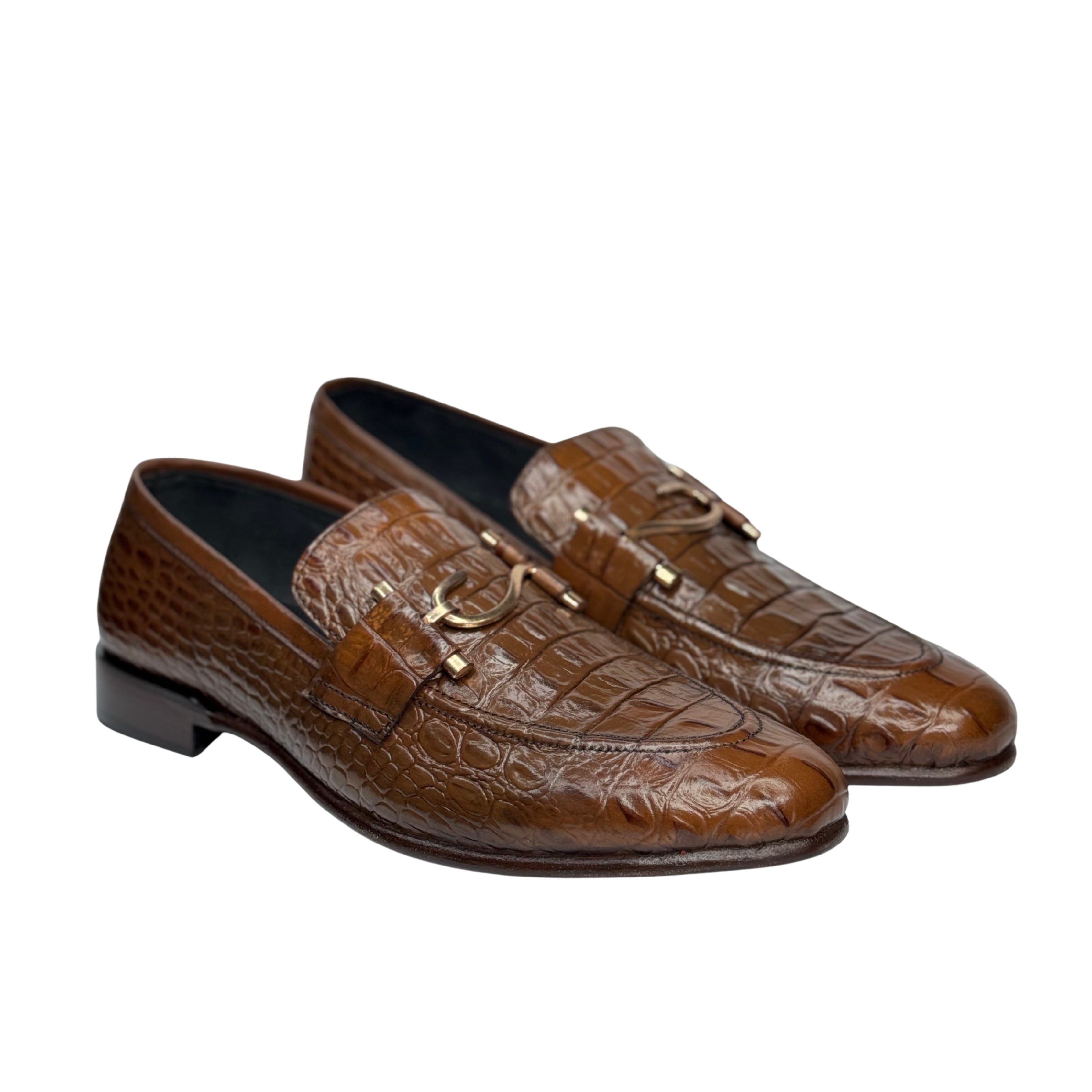 CS-21 Brown Alligator Cow Leather Loafers