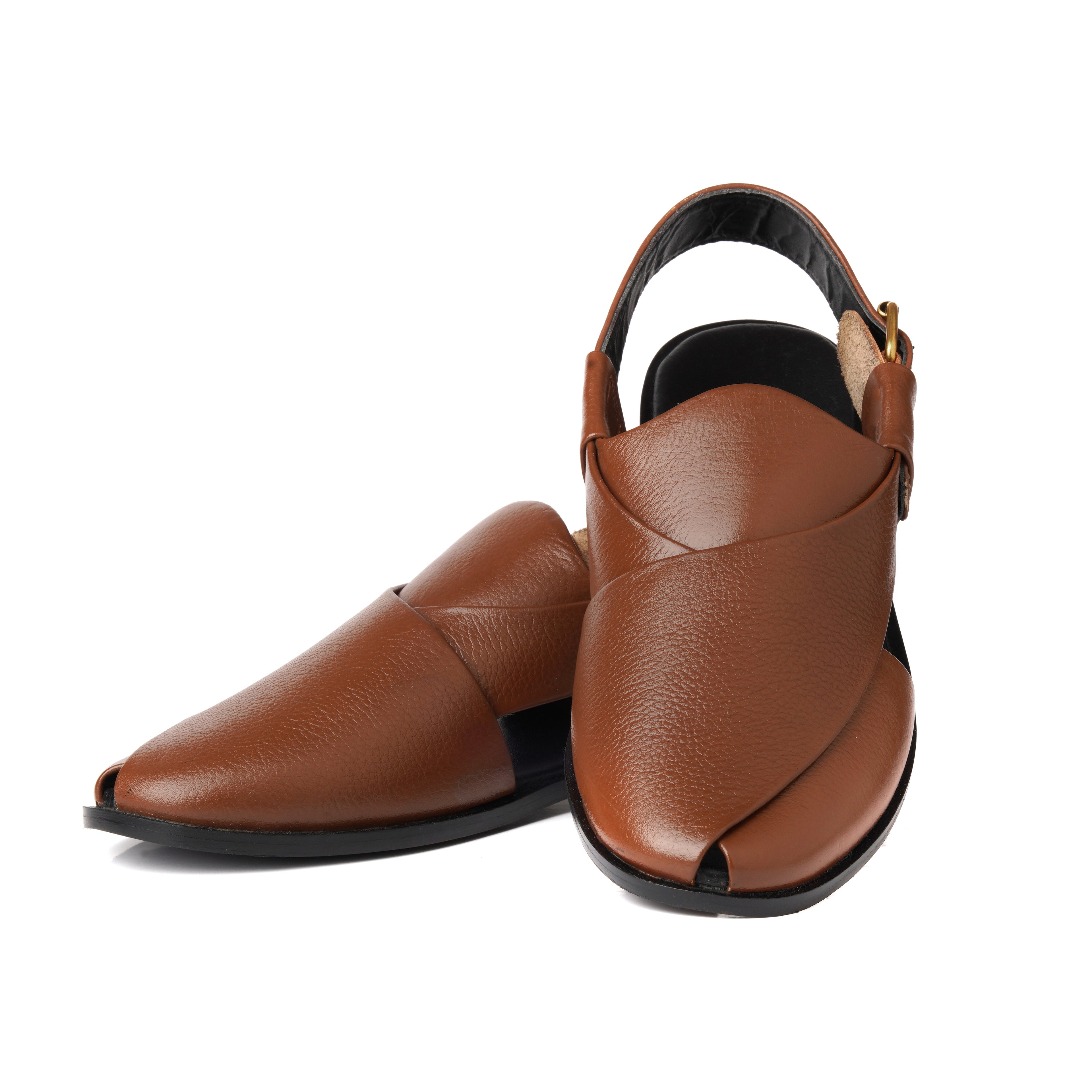 CS-15 Tan Soft Grain Cow Leather Peshaweri Chappal