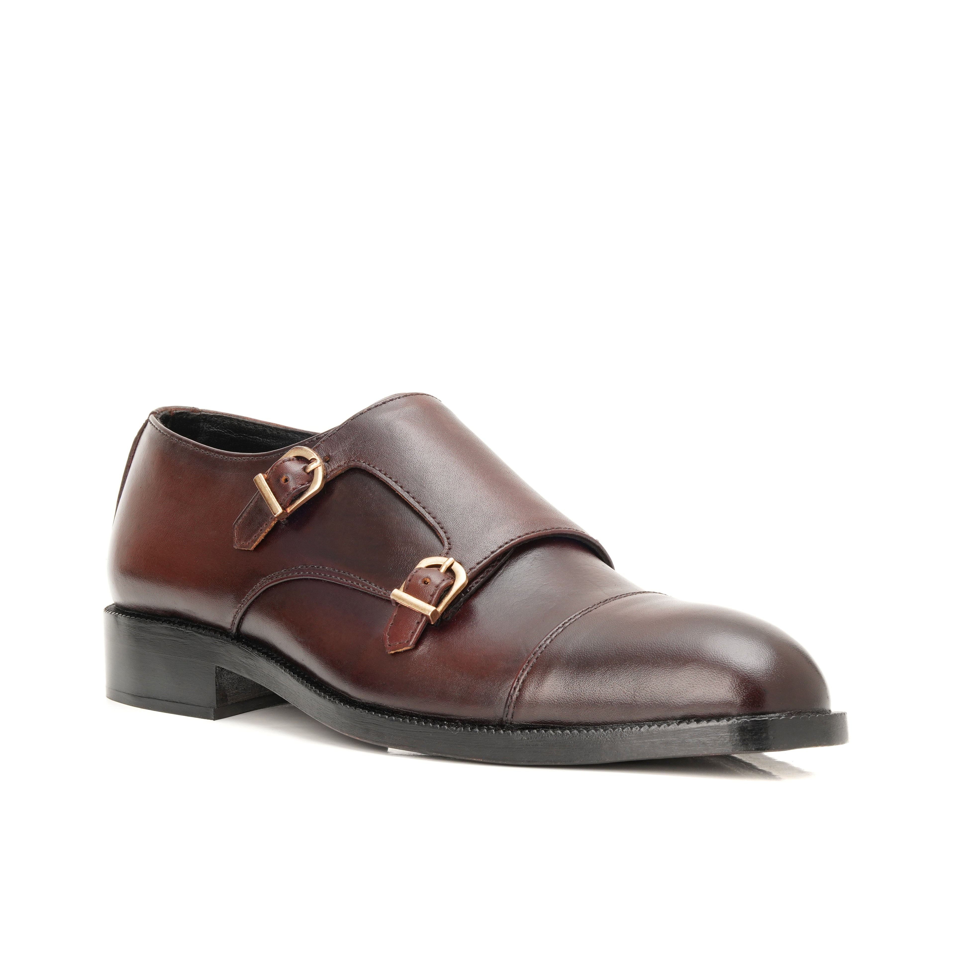 CS-12 Maroon Cow Leather Double Monk Formal Shoes