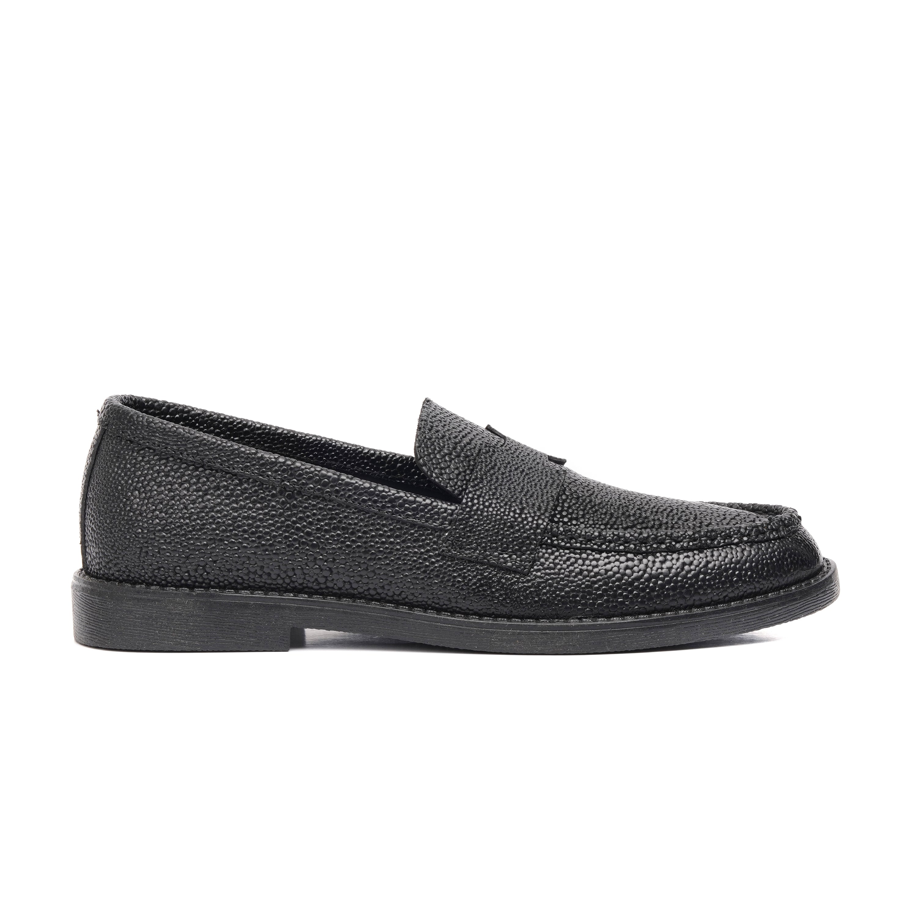 CS-19 Black Leather Major Loafer | Royal Texture Elegance