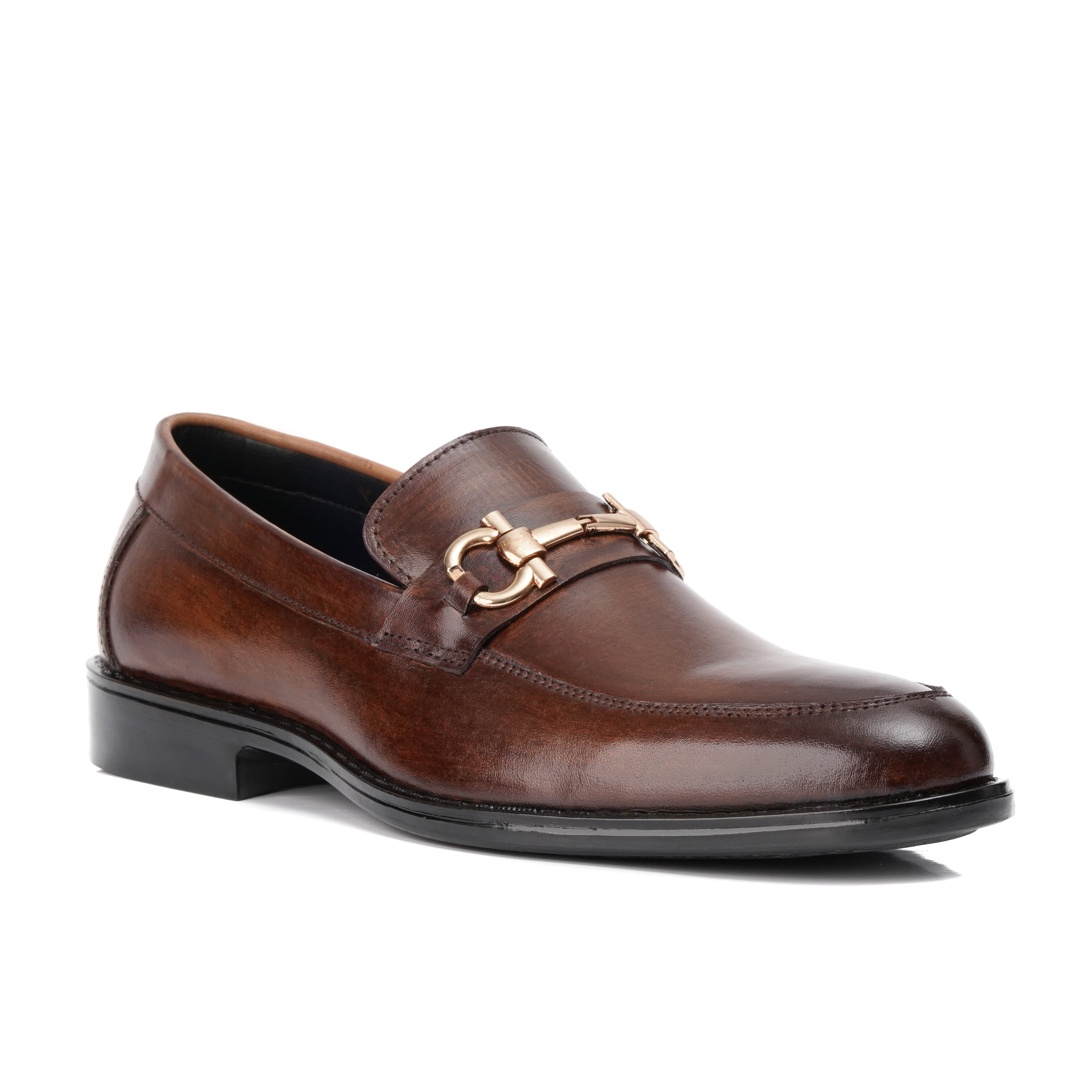 CS-07 Shaded Brown Horsebit Cow Leather Loafers