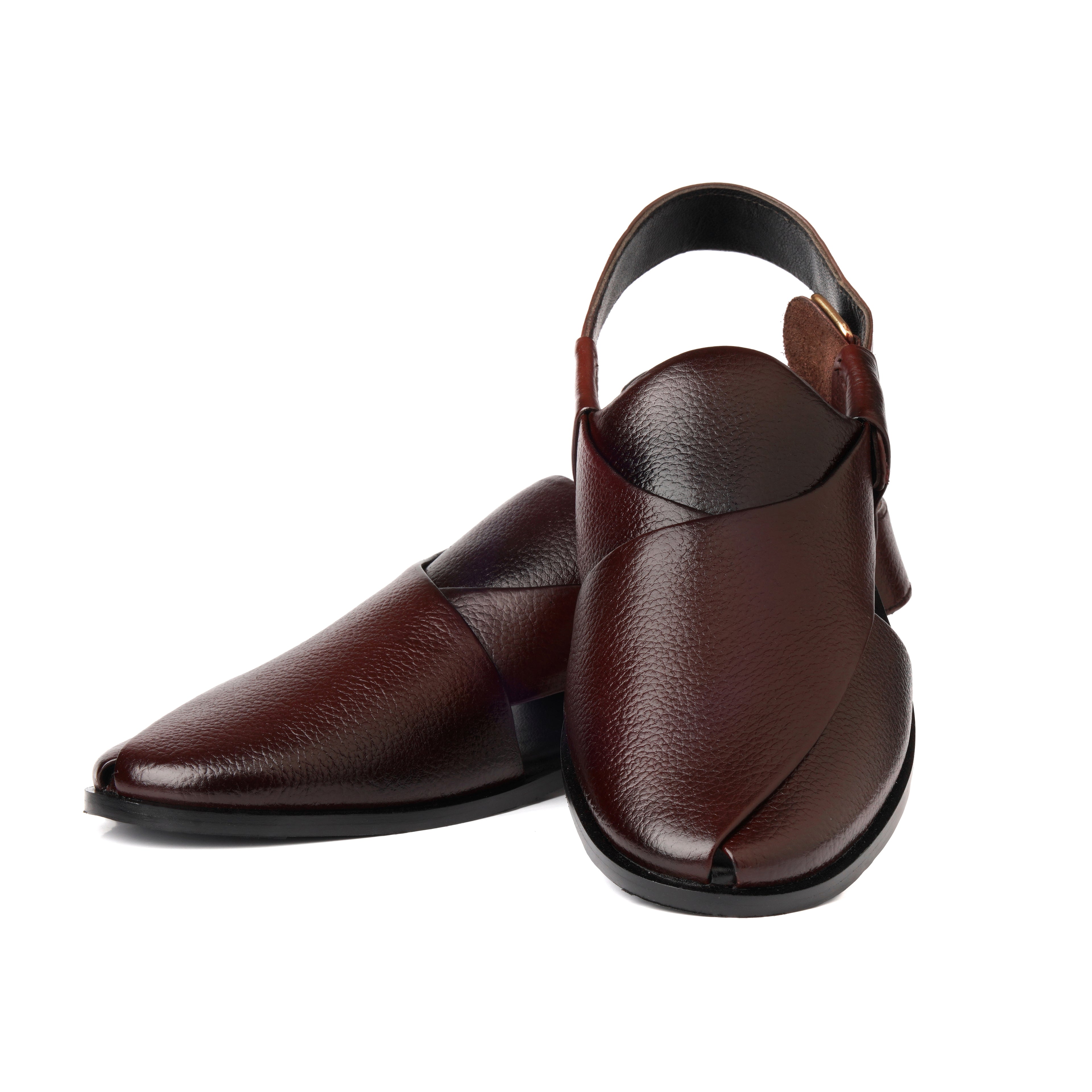 CS-15 Maroon Soft Grain Leather Peshawari Chappal