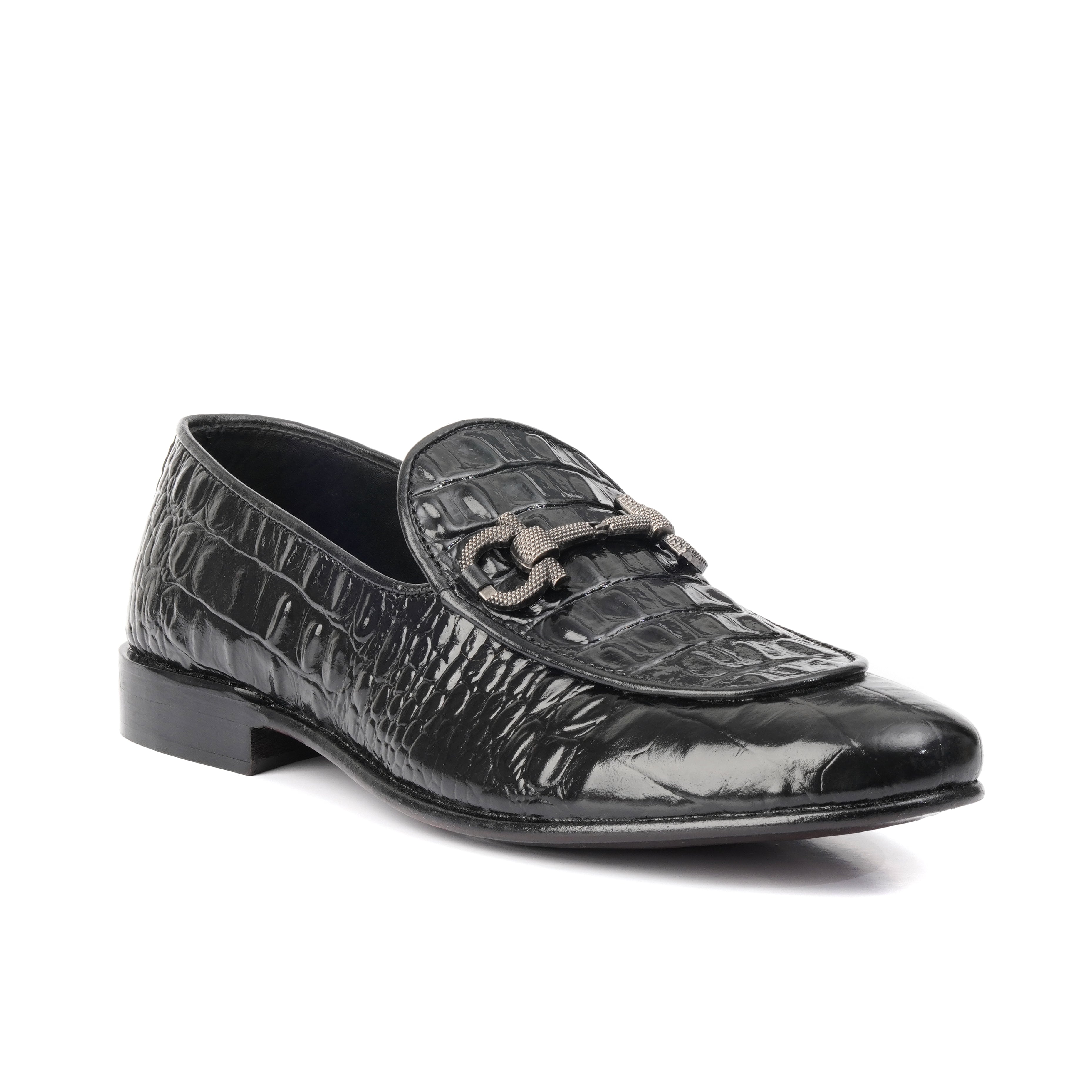 CS-16 Black Alligator Cow Leather Loafers