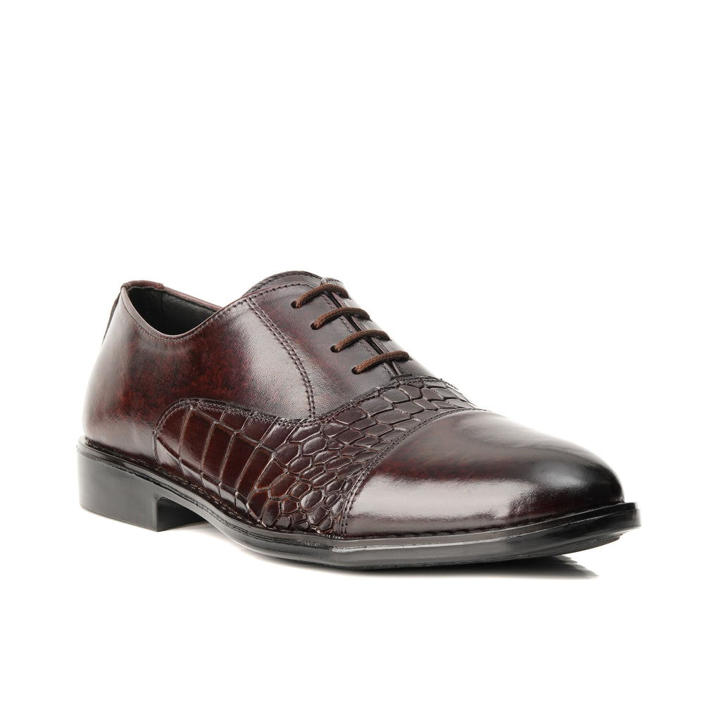 CS-05 Maroon Crocodile Oxford Shoes