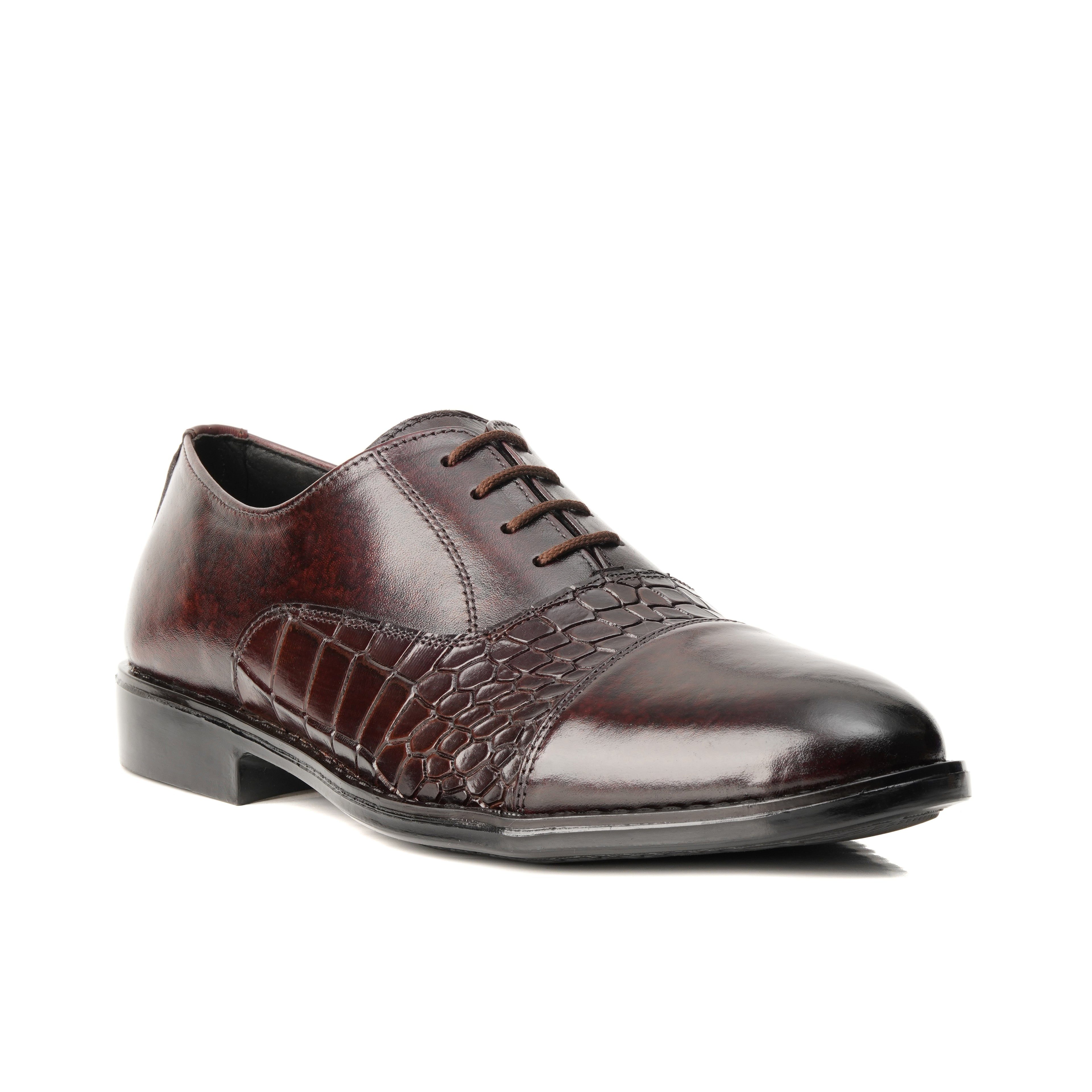 CS-05 Maroon Crocodile Oxford Shoes