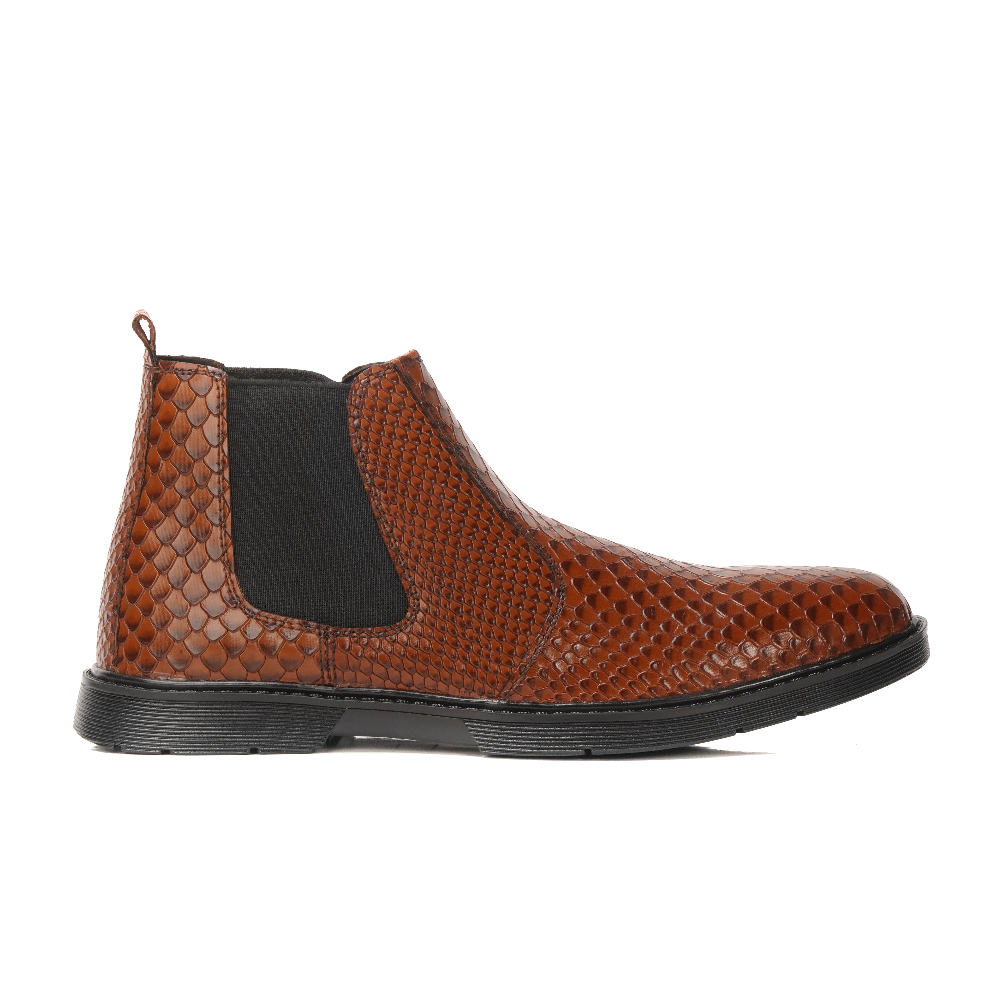 CS-20 Mustard Snake Print Cow Leather Chelsea Boots