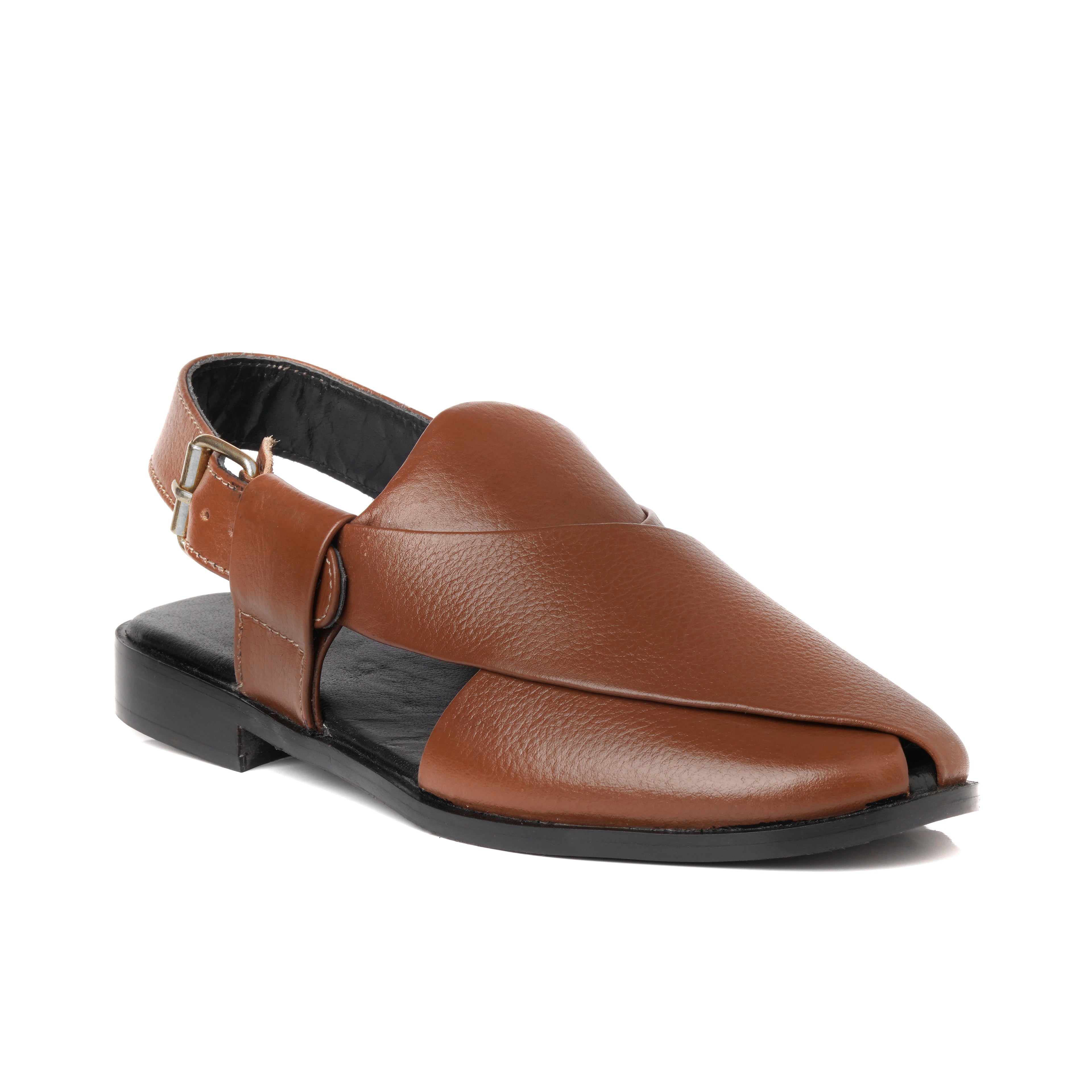 CS-15 Tan Soft Grain Cow Leather Peshaweri Chappal