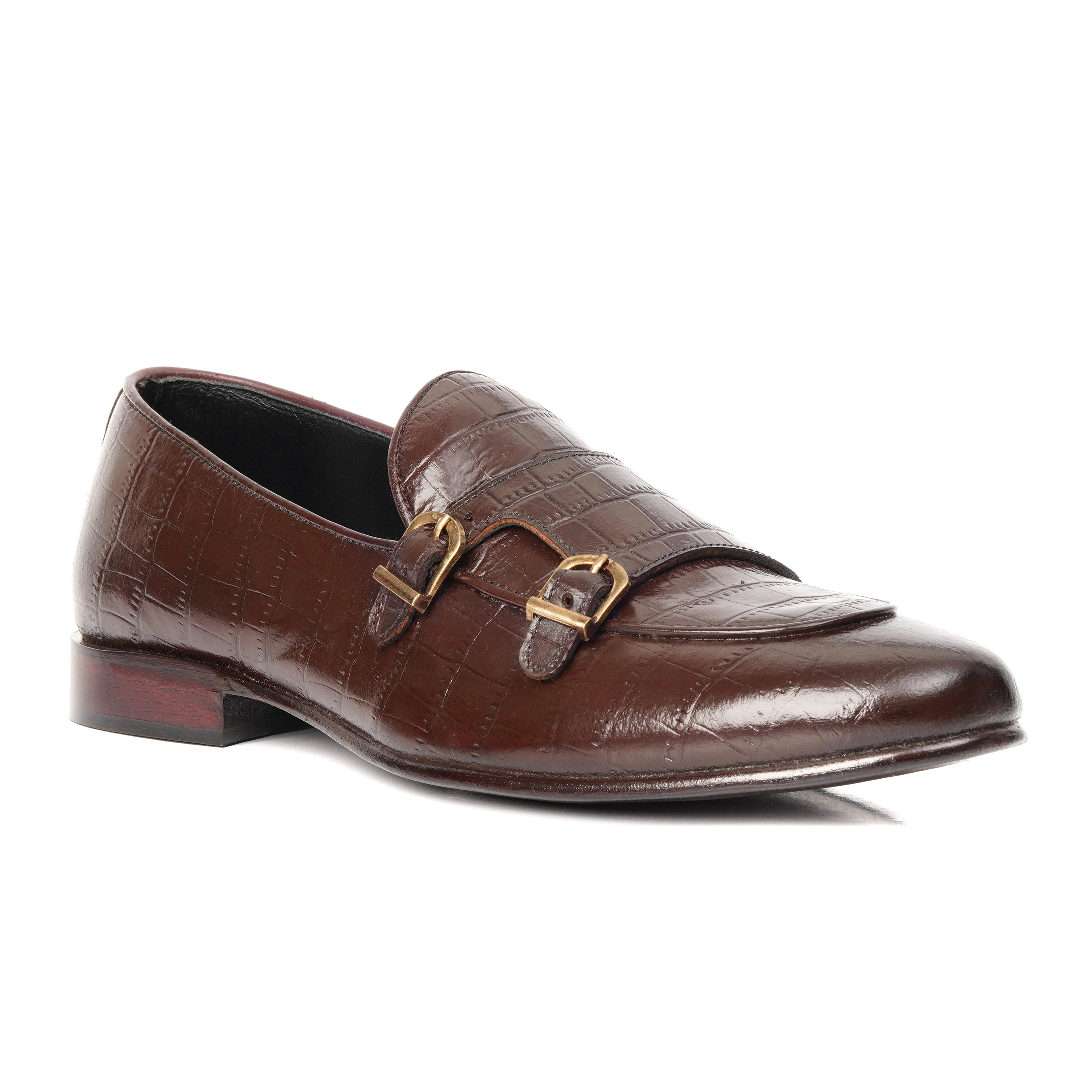 CS-02 Double Monk Strap Brown Crocodile