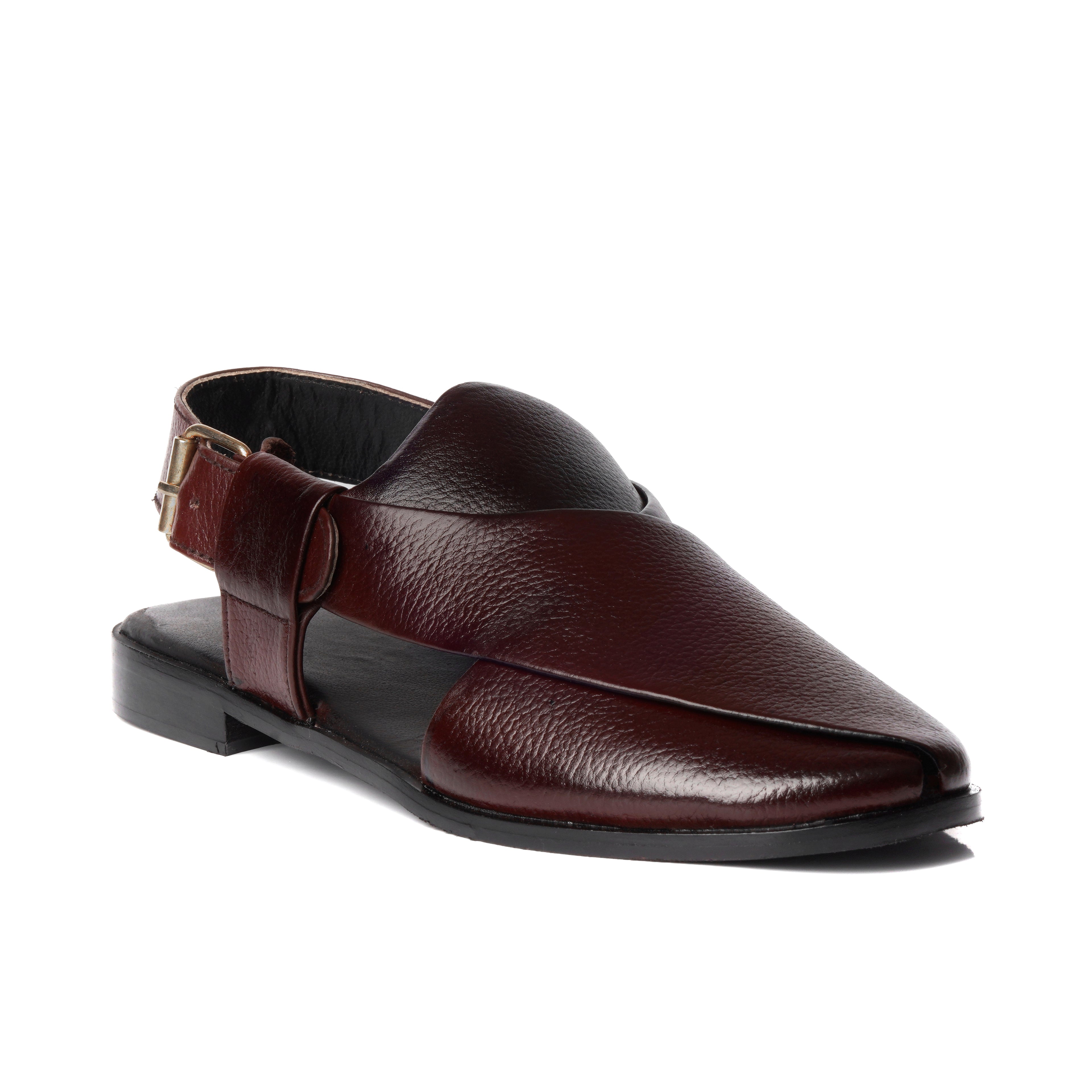 CS-15 Maroon Soft Grain Leather Peshawari Chappal