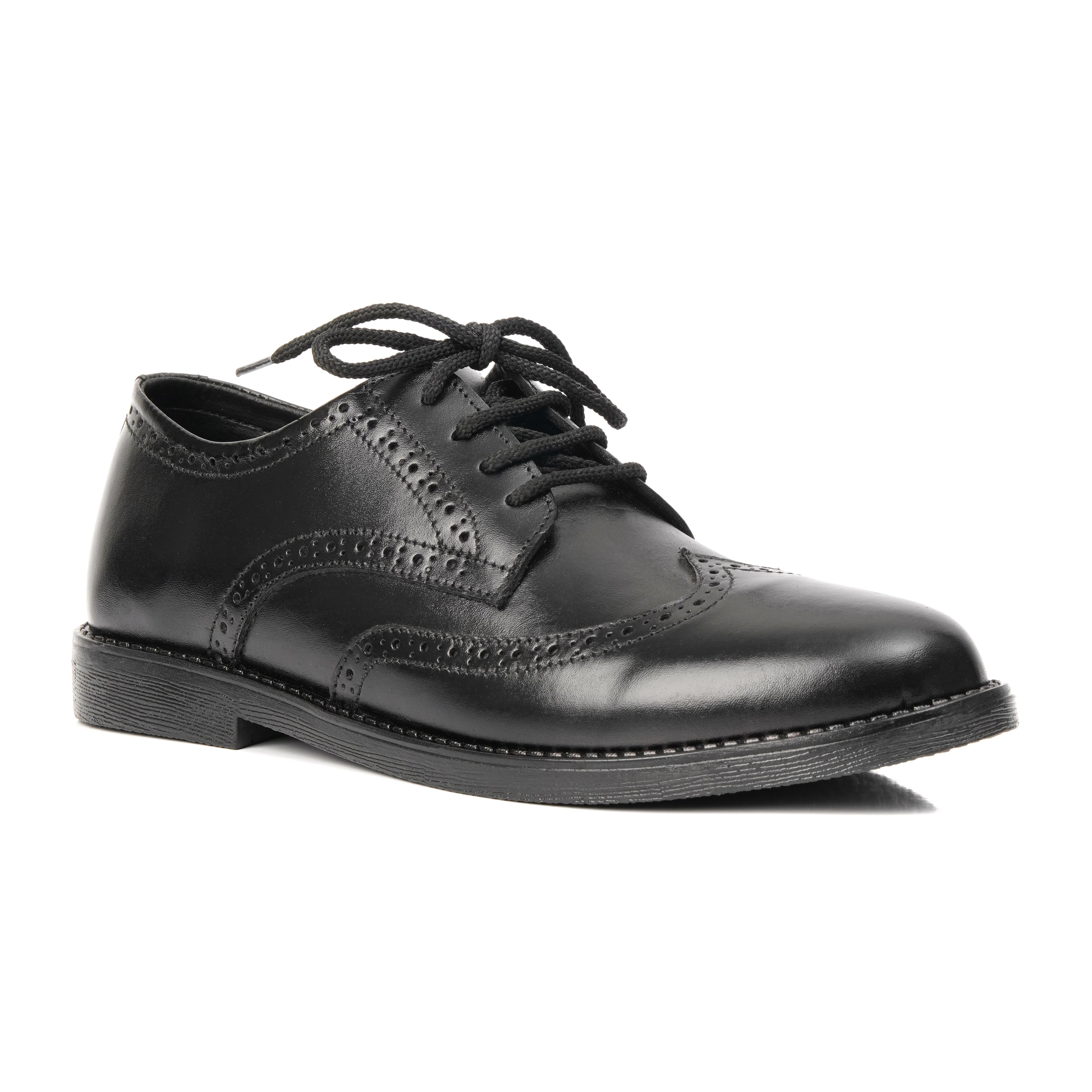 CS-08 Black Cow Leather Casual Brogue Shoes