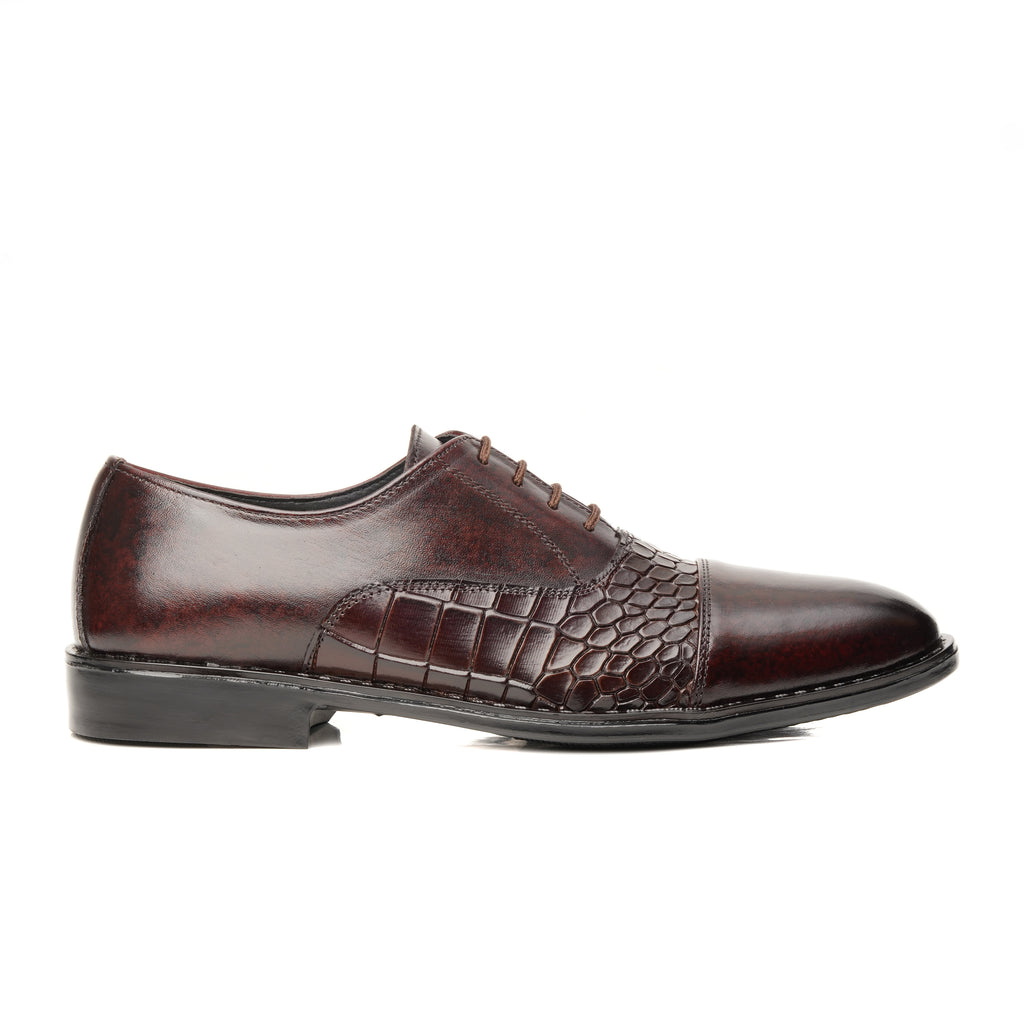 CS-05 Maroon Crocodile Oxford Shoes