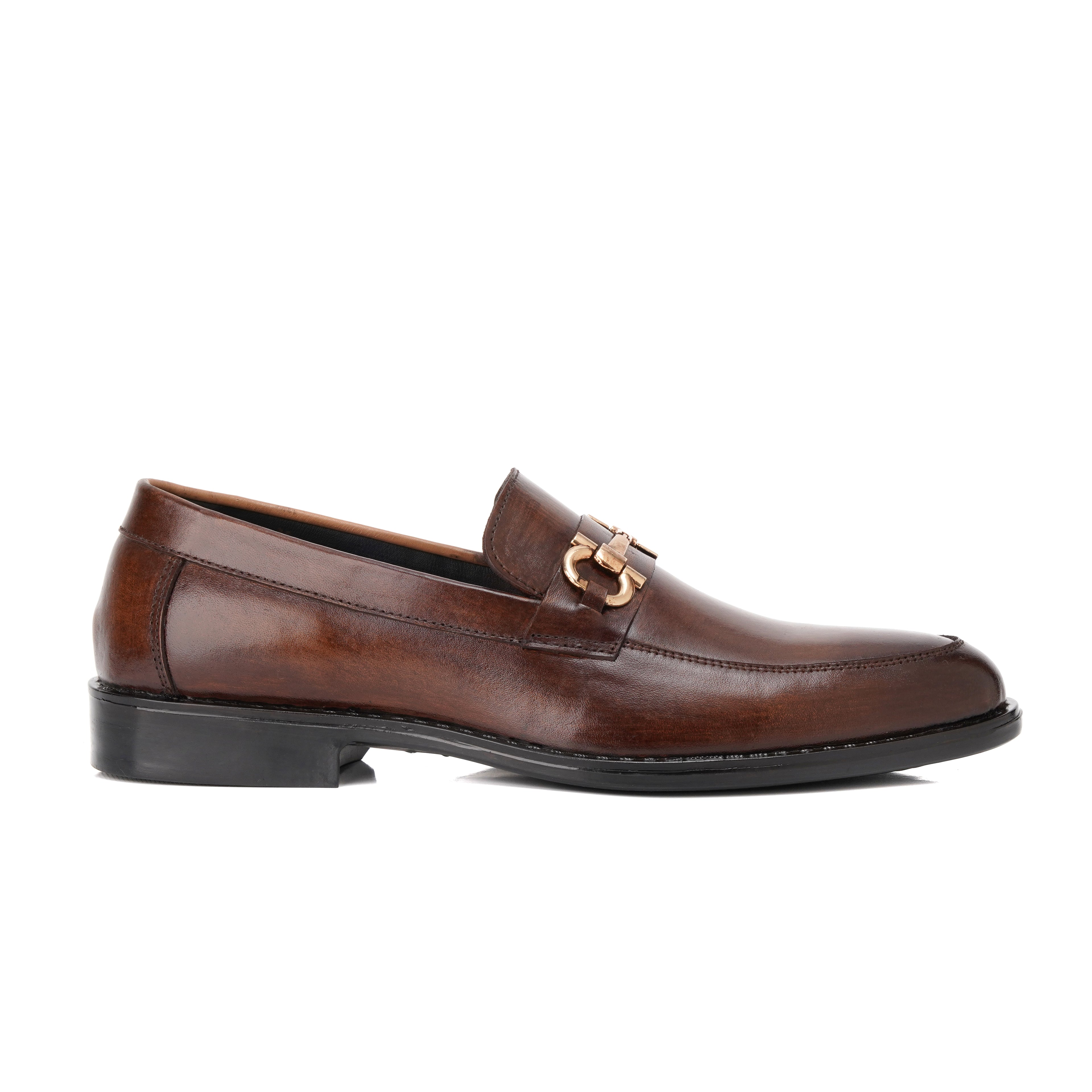 CS-07 Shaded Brown Horsebit Cow Leather Loafers