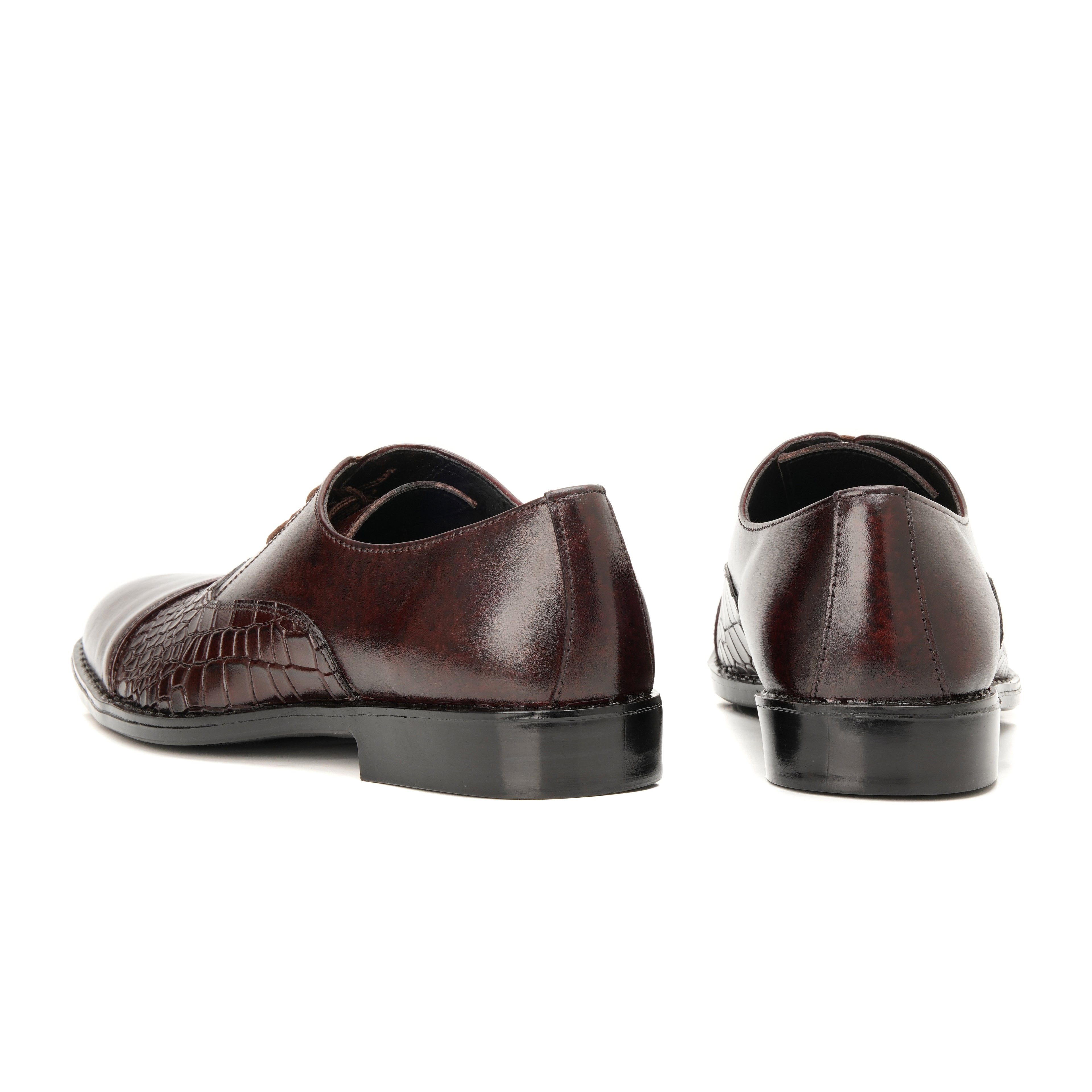 CS-05 Maroon Crocodile Oxford Shoes