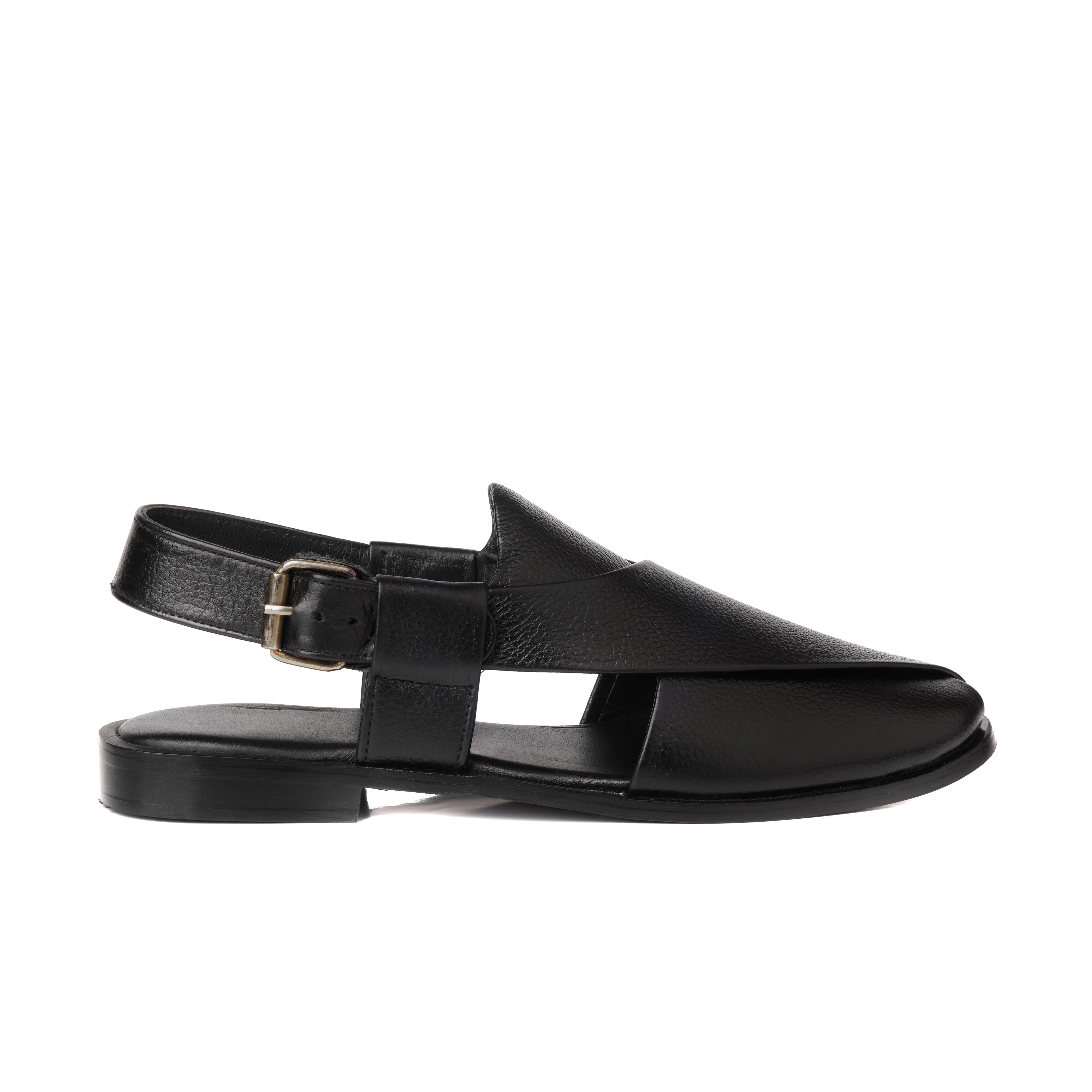 CS-15 Black Soft Grain Leather Peshaweri Chappal