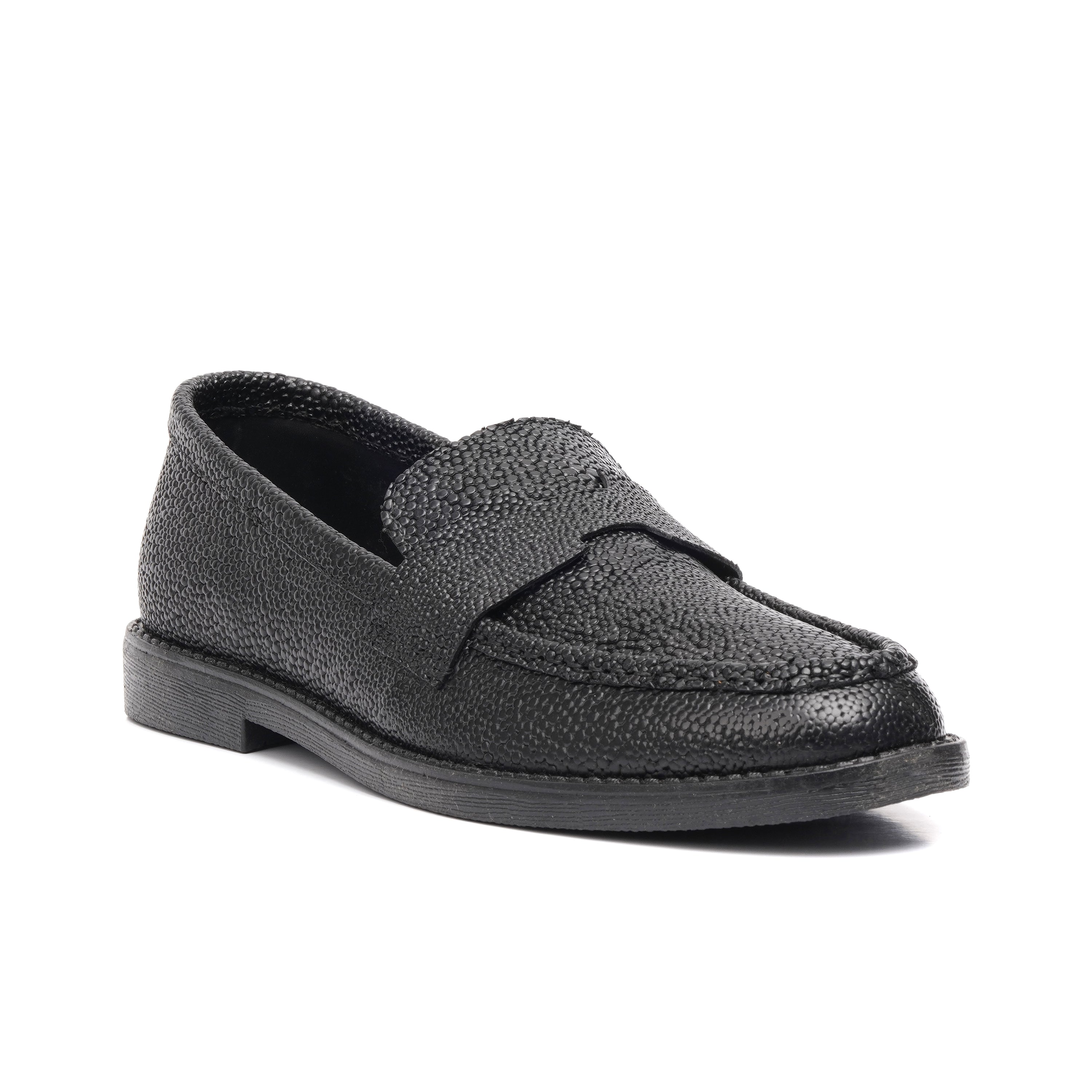 CS-19 Black Leather Major Loafer | Royal Texture Elegance