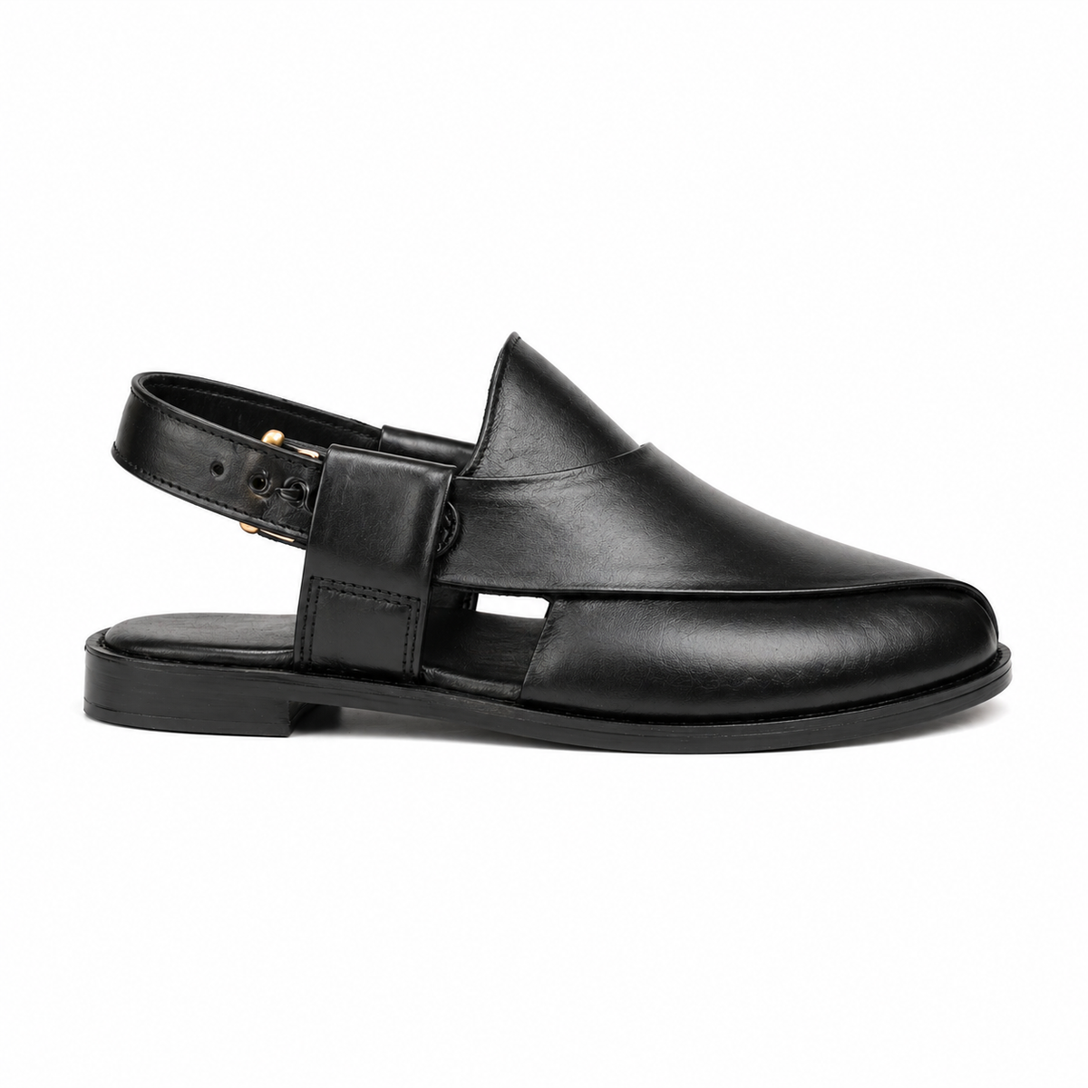 CS-24 Black Cow Leather Peshawari Chappal