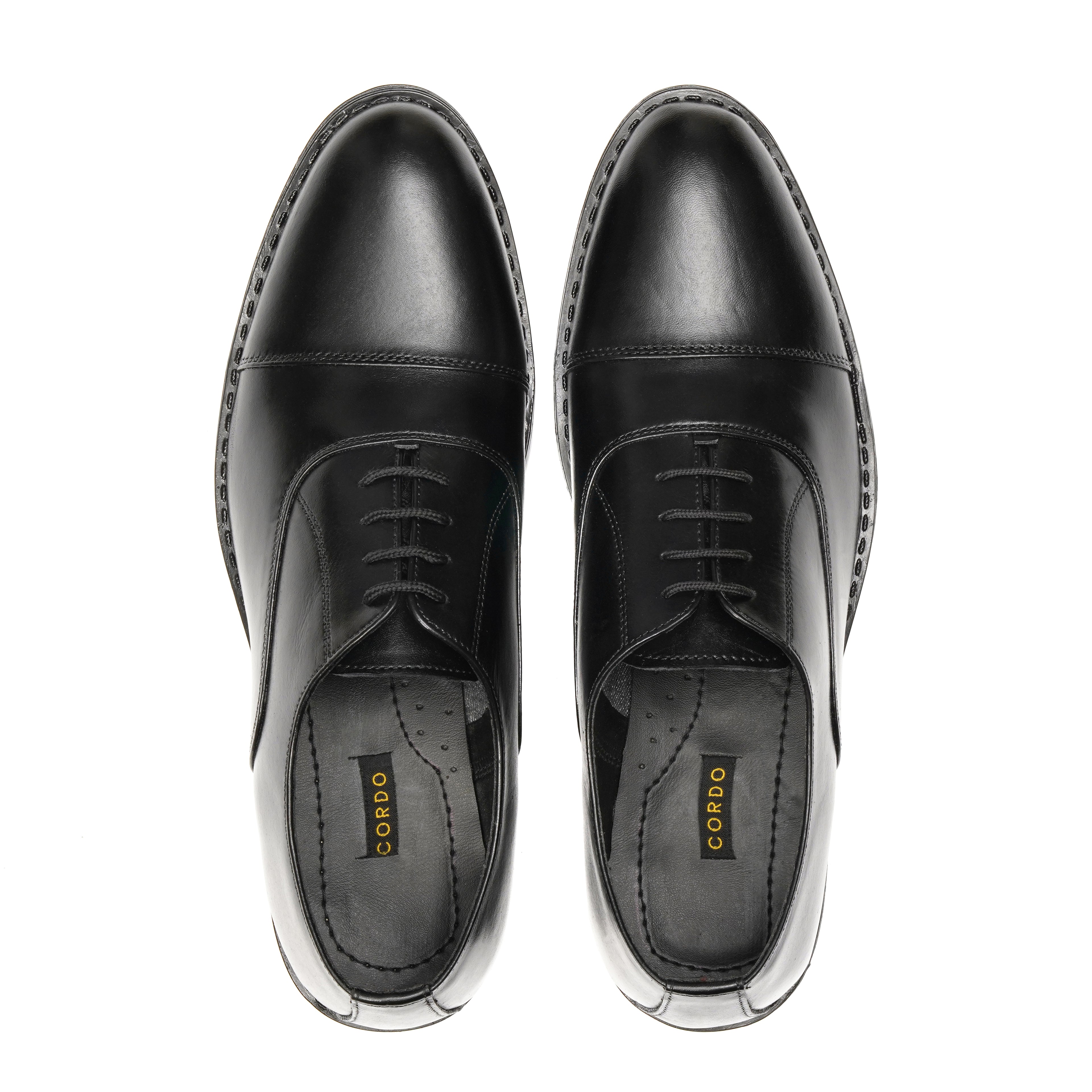 CS-05 Black Cow Leather Oxford Laces Shoes