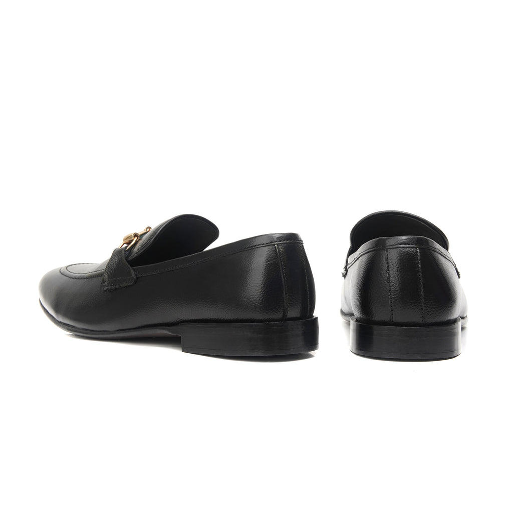 CS-06 Black Gucci Strap Leather Loafers