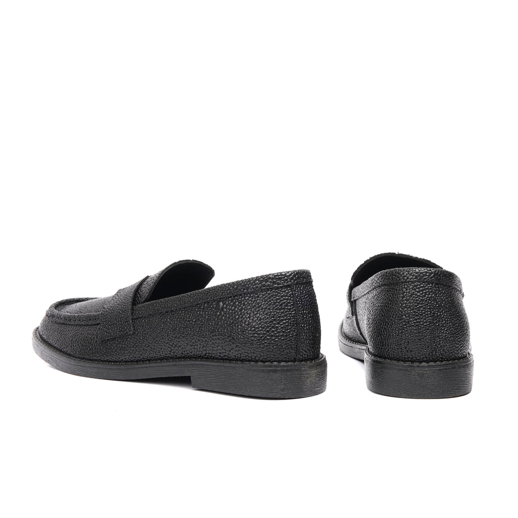 CS-19 Black Leather Major Loafer | Royal Texture Elegance