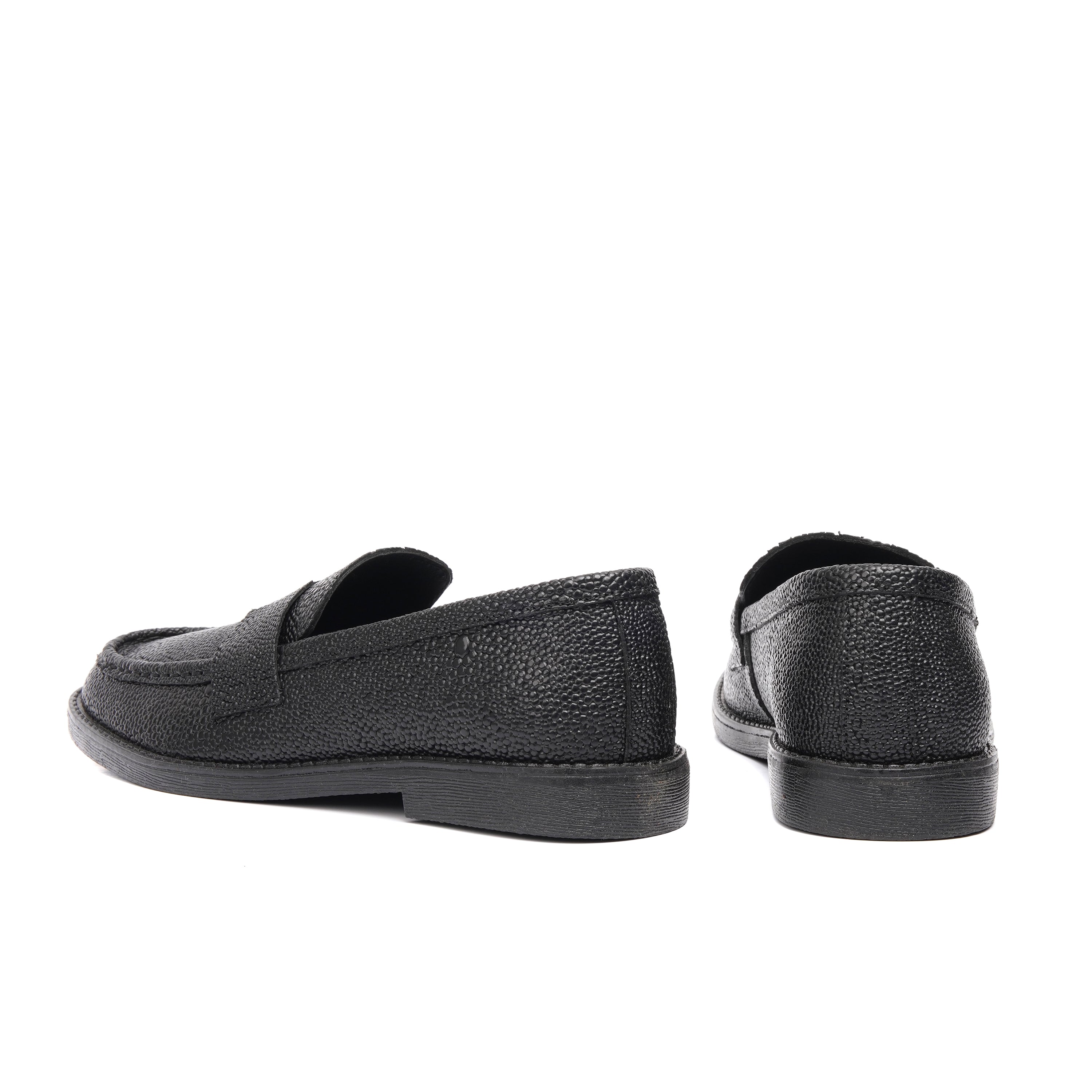 CS-19 Black Leather Major Loafer | Royal Texture Elegance