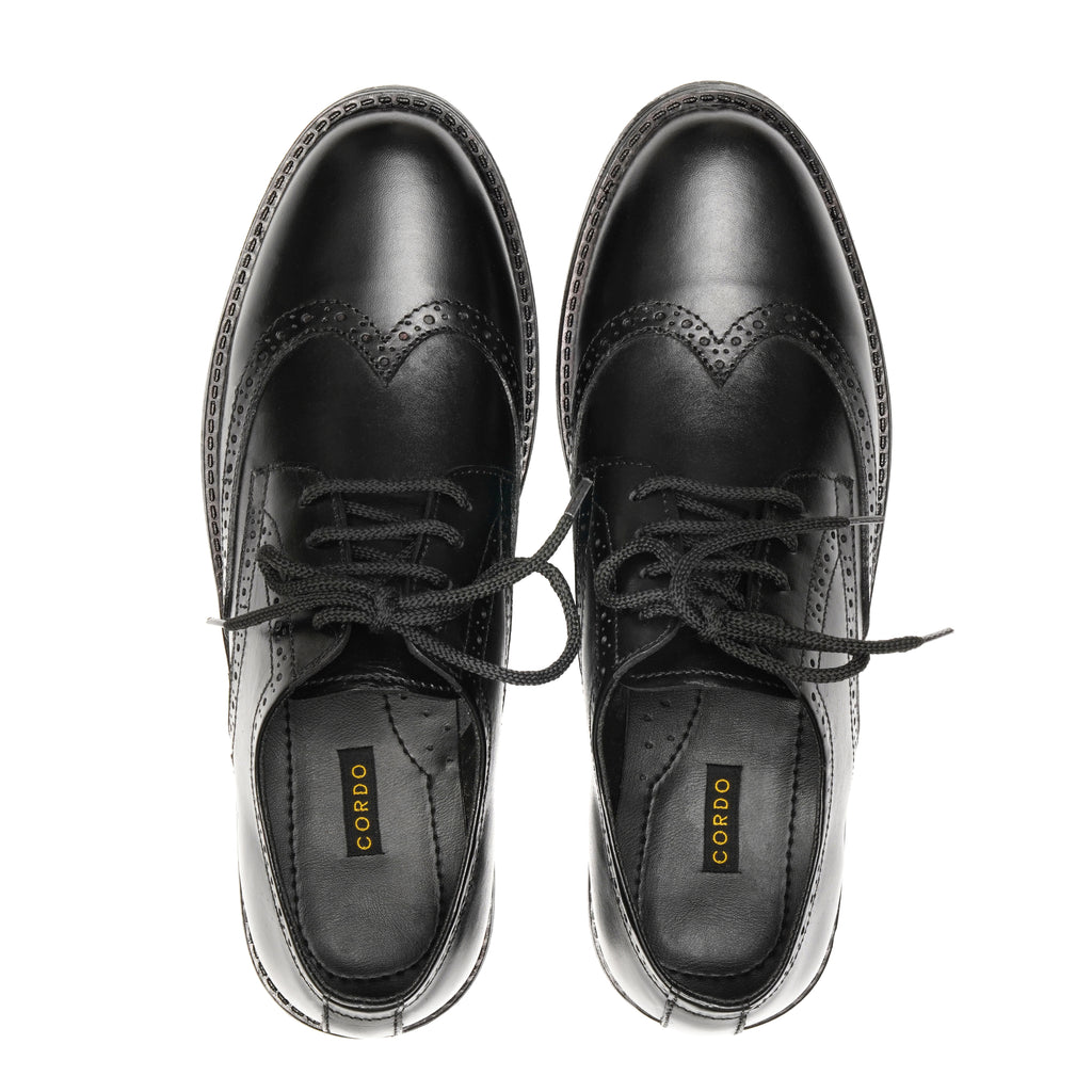 CS-08 Black Cow Leather Casual Brogue Shoes