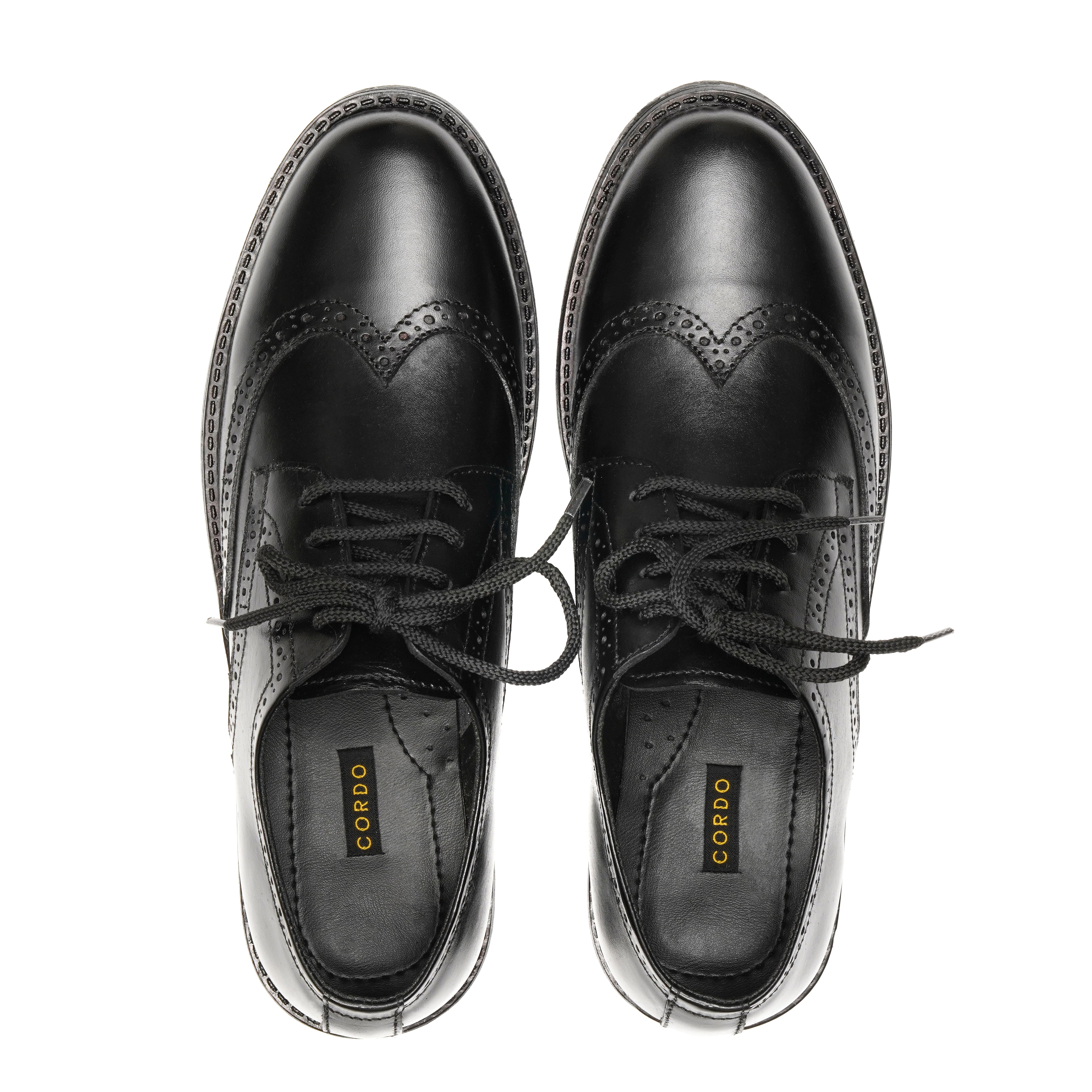 CS-08 Black Cow Leather Casual Brogue Shoes