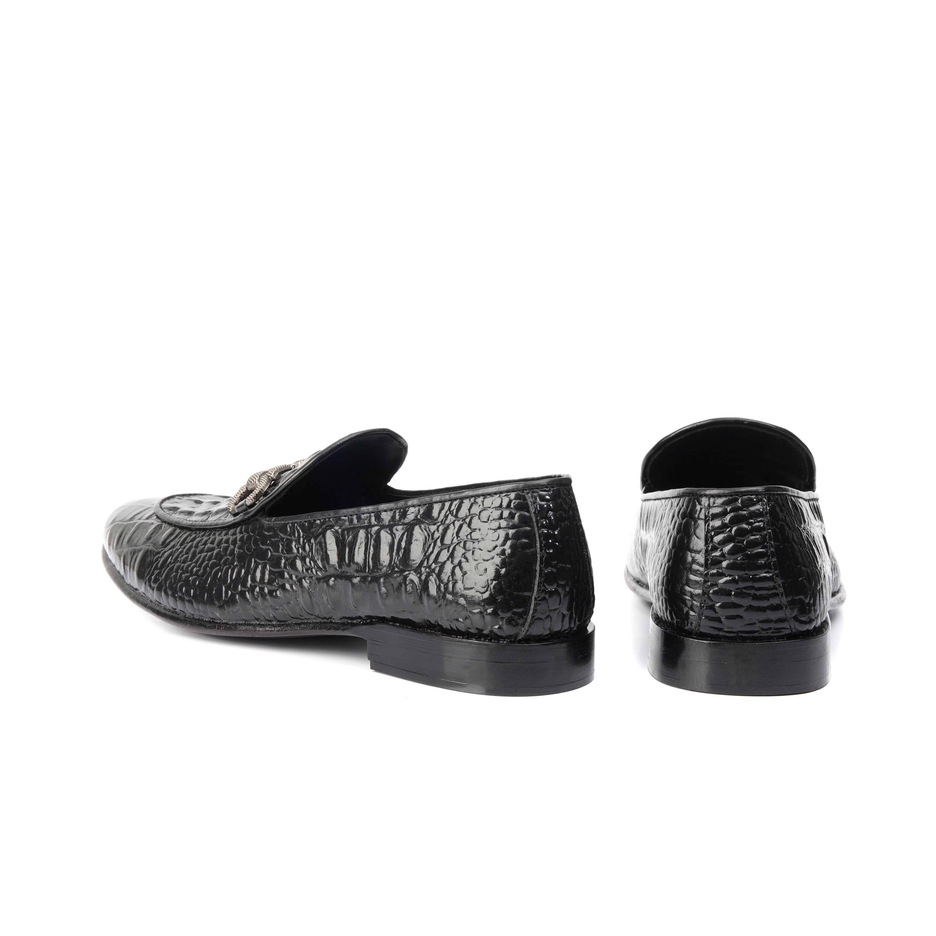 CS-16 Black Alligator Cow Leather Loafers