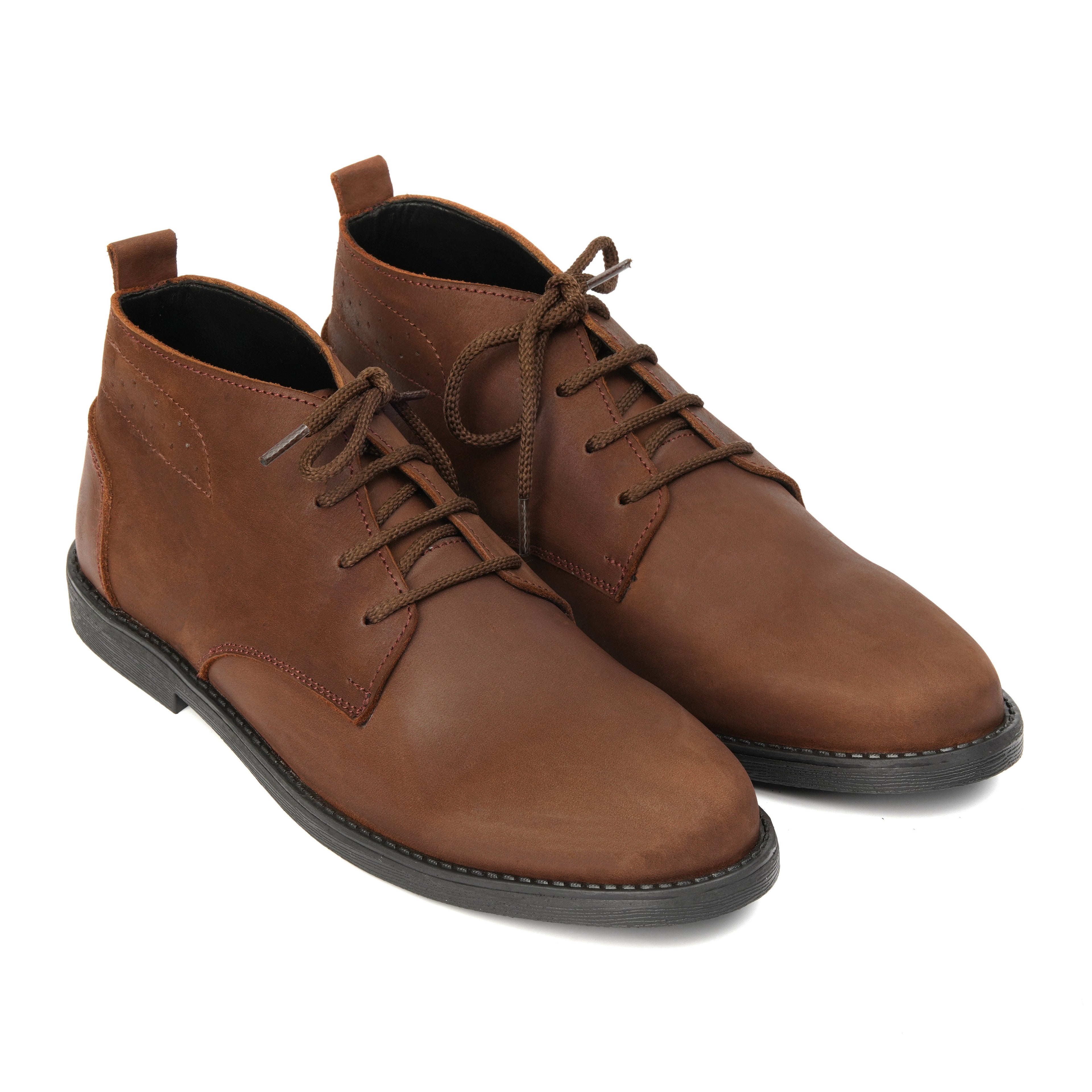 CS-04 Oily Brown Cow Leather Chukka Boots