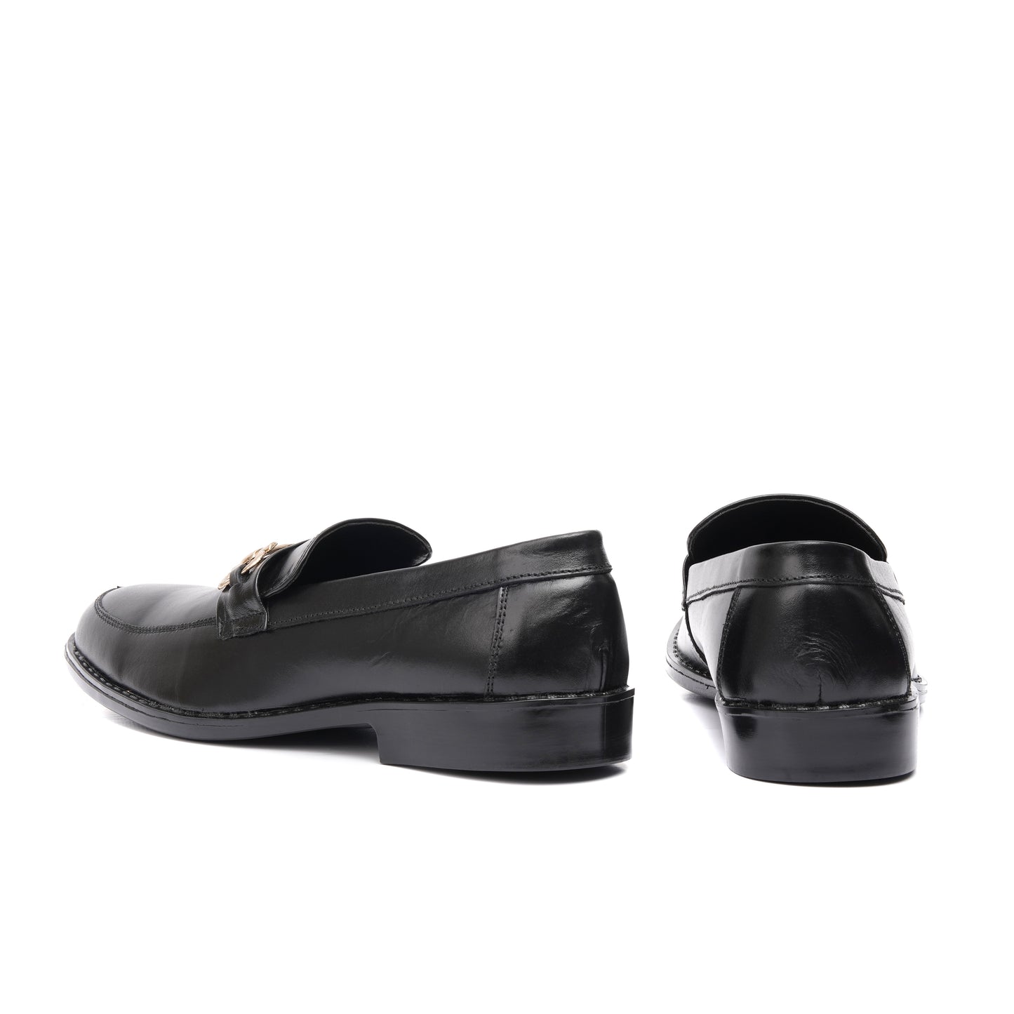 CS-07 Black Cow Leather Horsebit Loafers