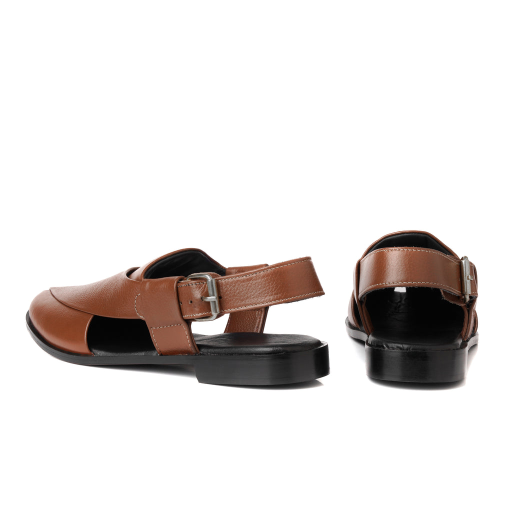 CS-15 Tan Soft Grain Cow Leather Peshaweri Chappal