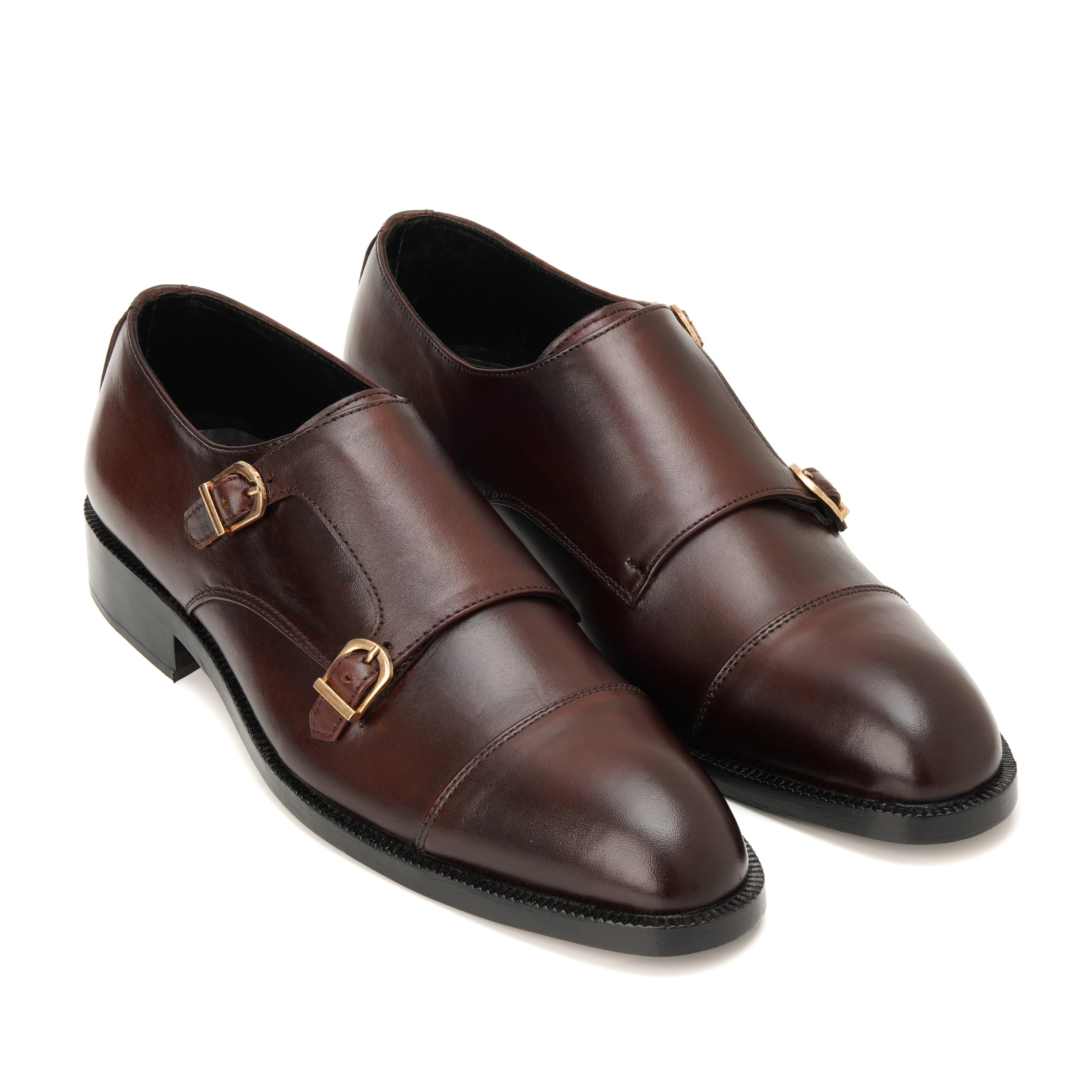 CS-12 Maroon Cow Leather Double Monk Formal Shoes