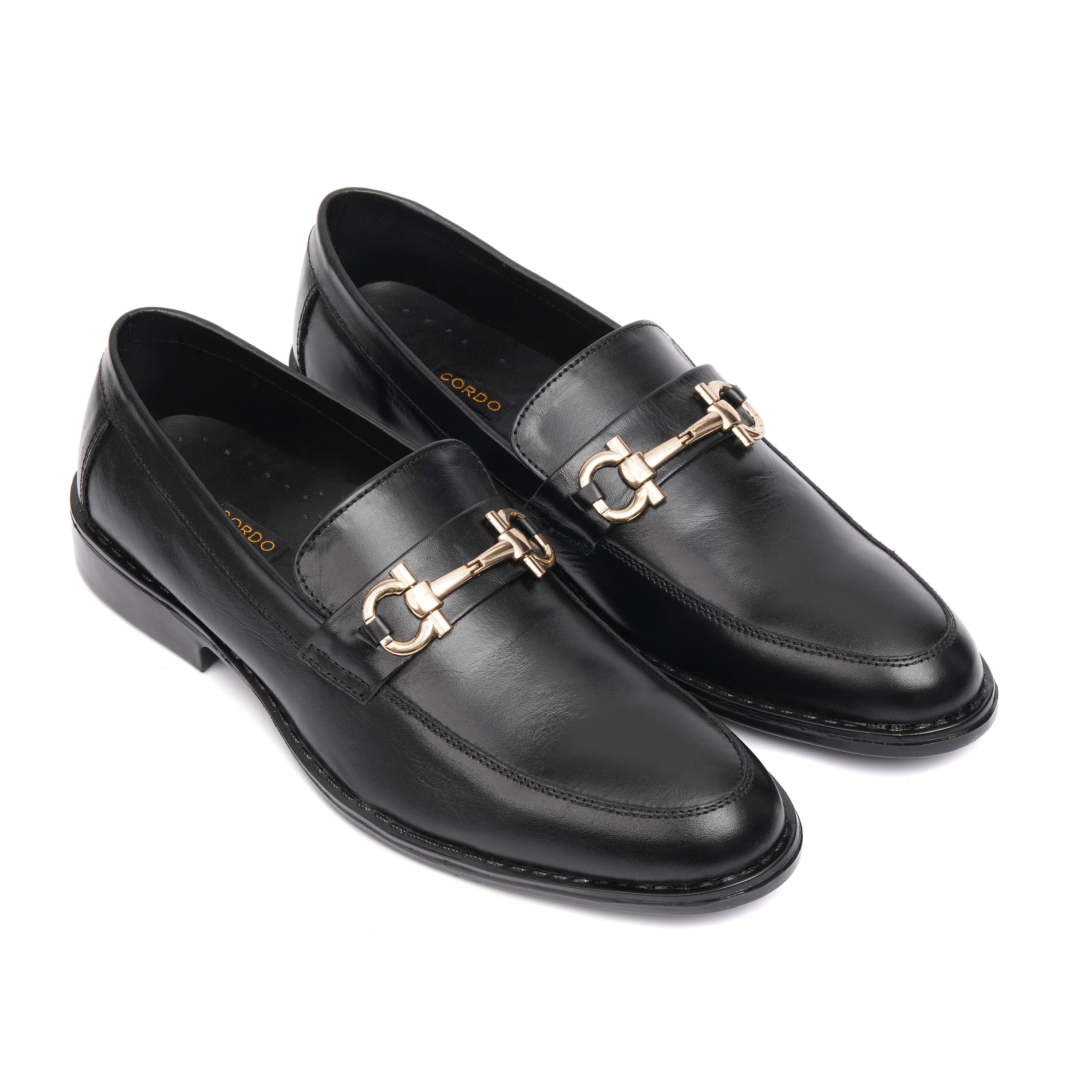 CS-07 Black Cow Leather Horsebit Loafers