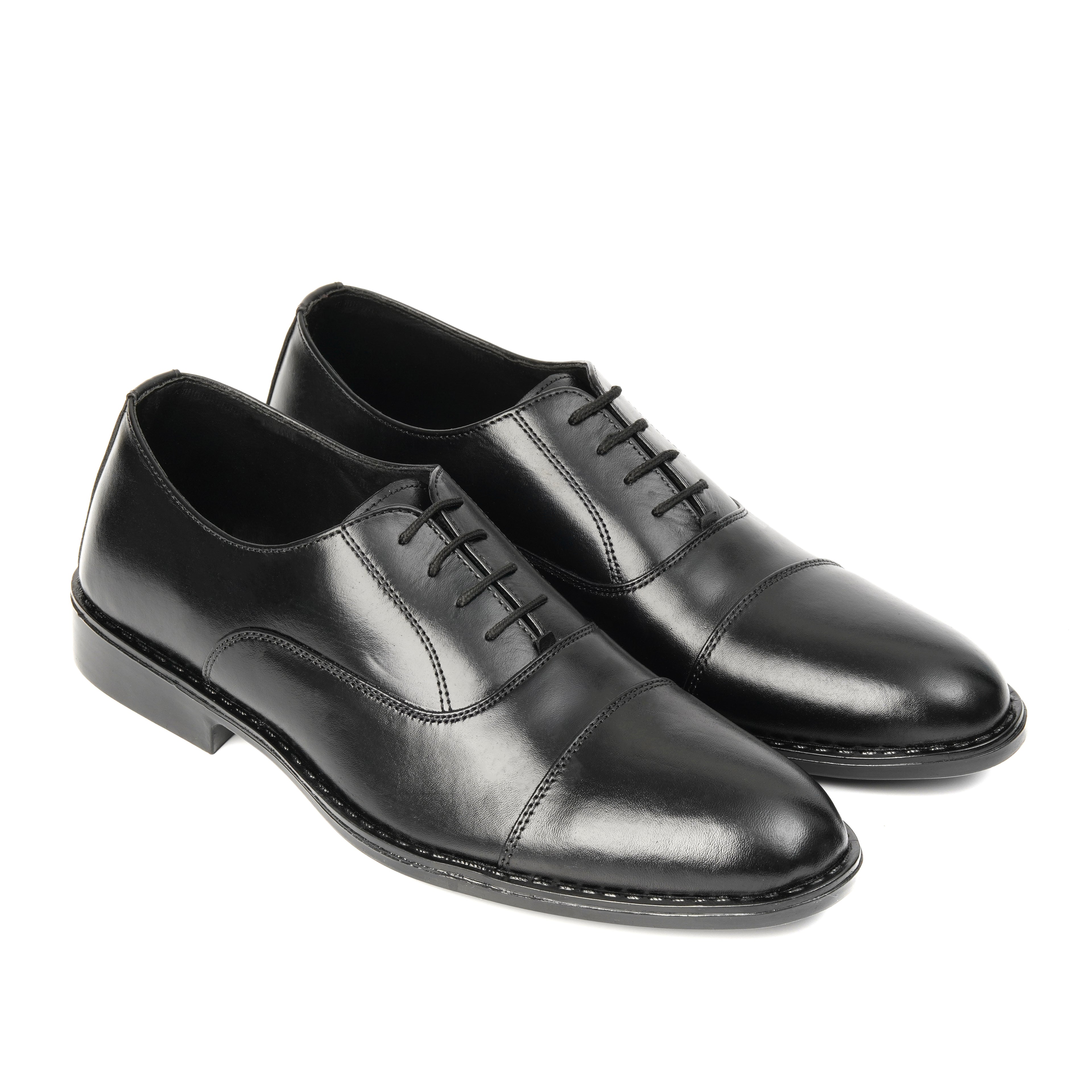 CS-05 Black Cow Leather Oxford Laces Shoes