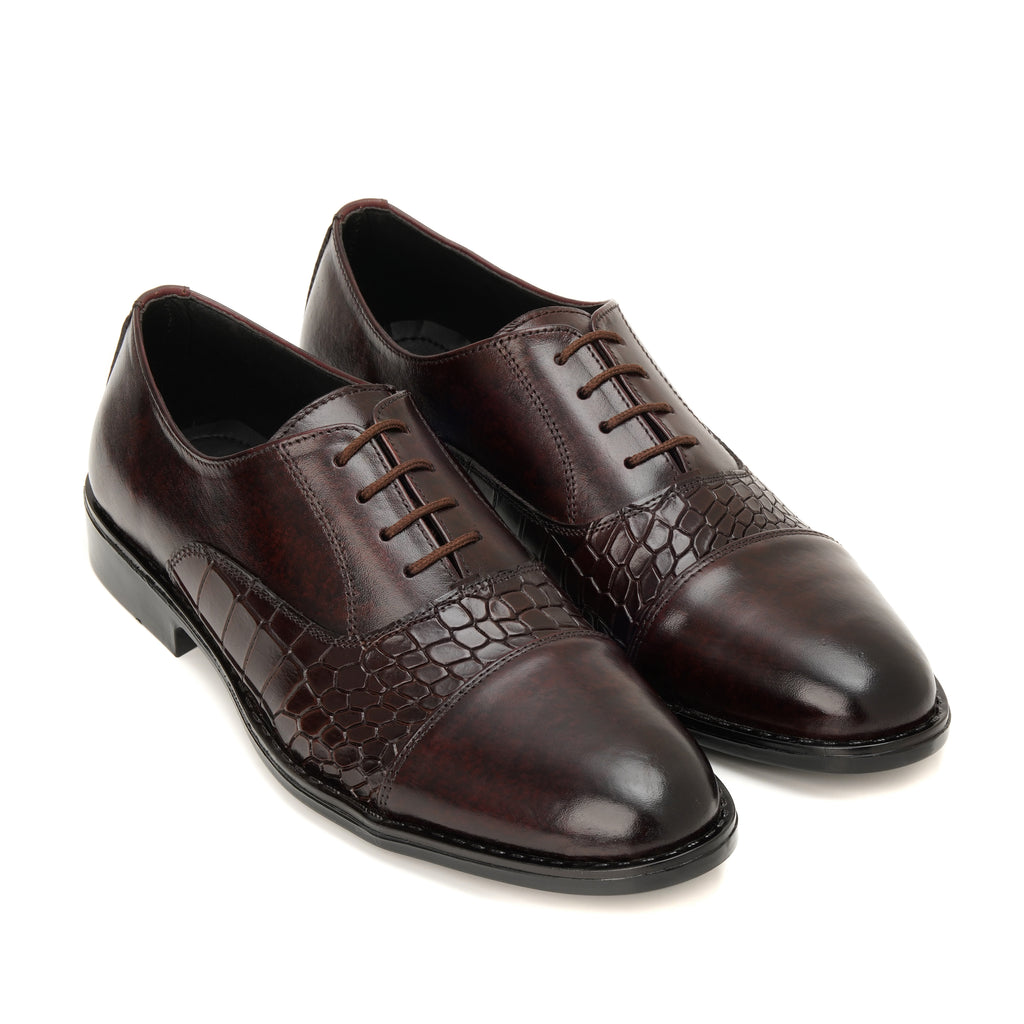CS-05 Maroon Crocodile Oxford Shoes