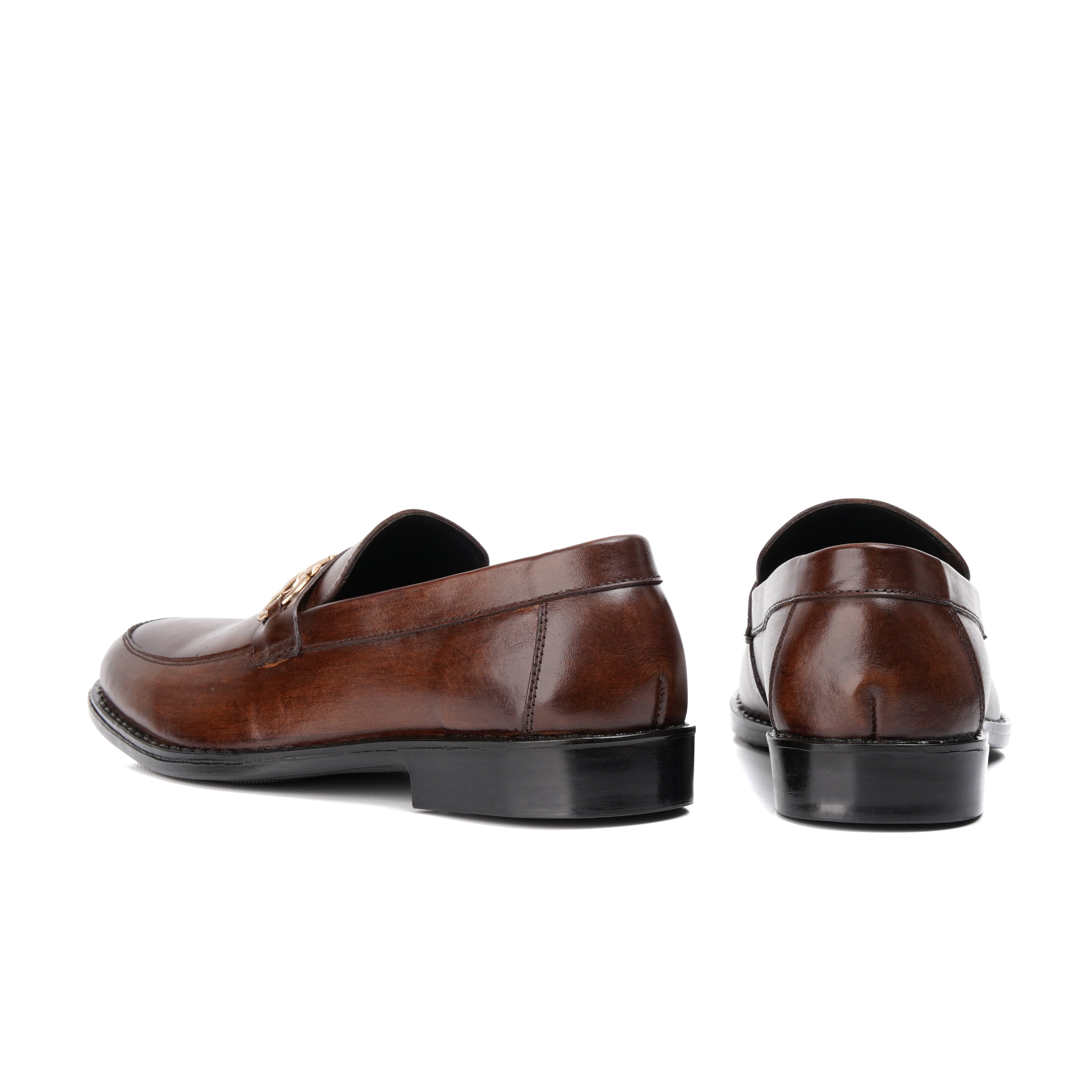 CS-07 Shaded Brown Horsebit Cow Leather Loafers