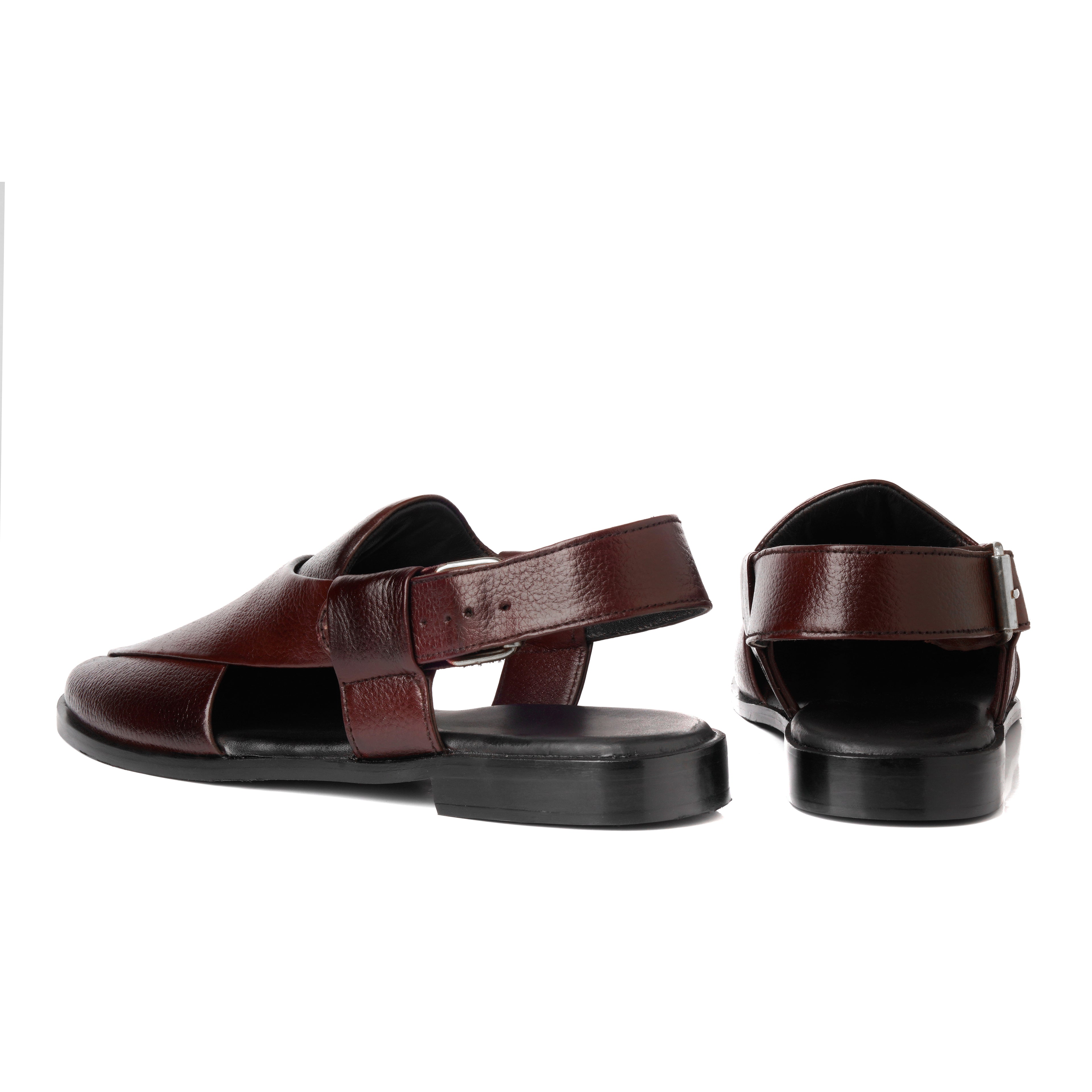 CS-15 Maroon Soft Grain Leather Peshawari Chappal
