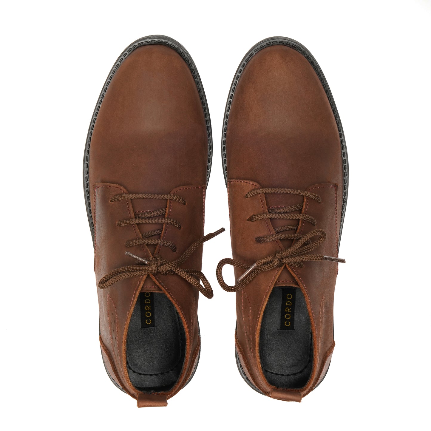 CS004-Oily Brown Cow Leather Chukka Boots