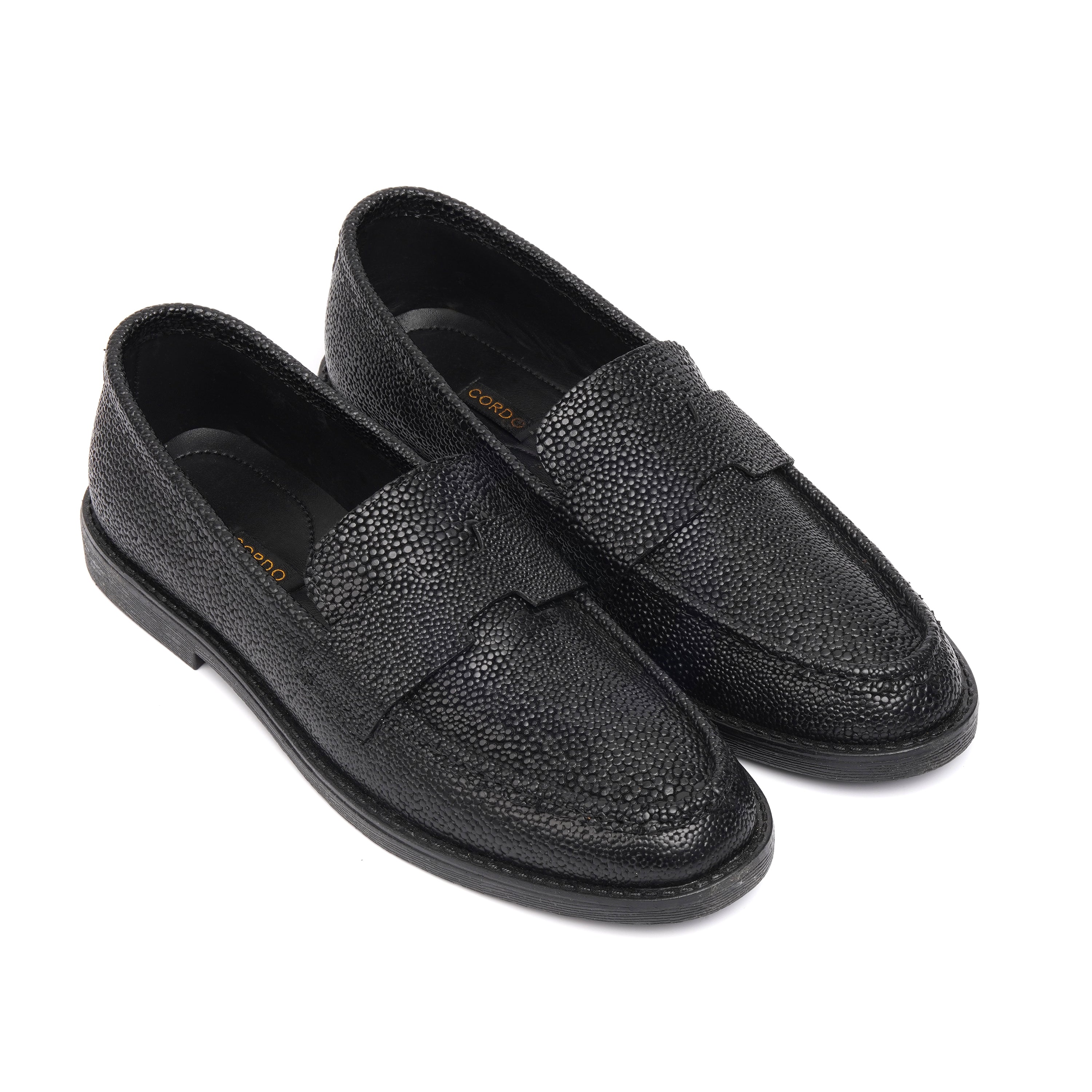 CS-19 Black Leather Major Loafer | Royal Texture Elegance